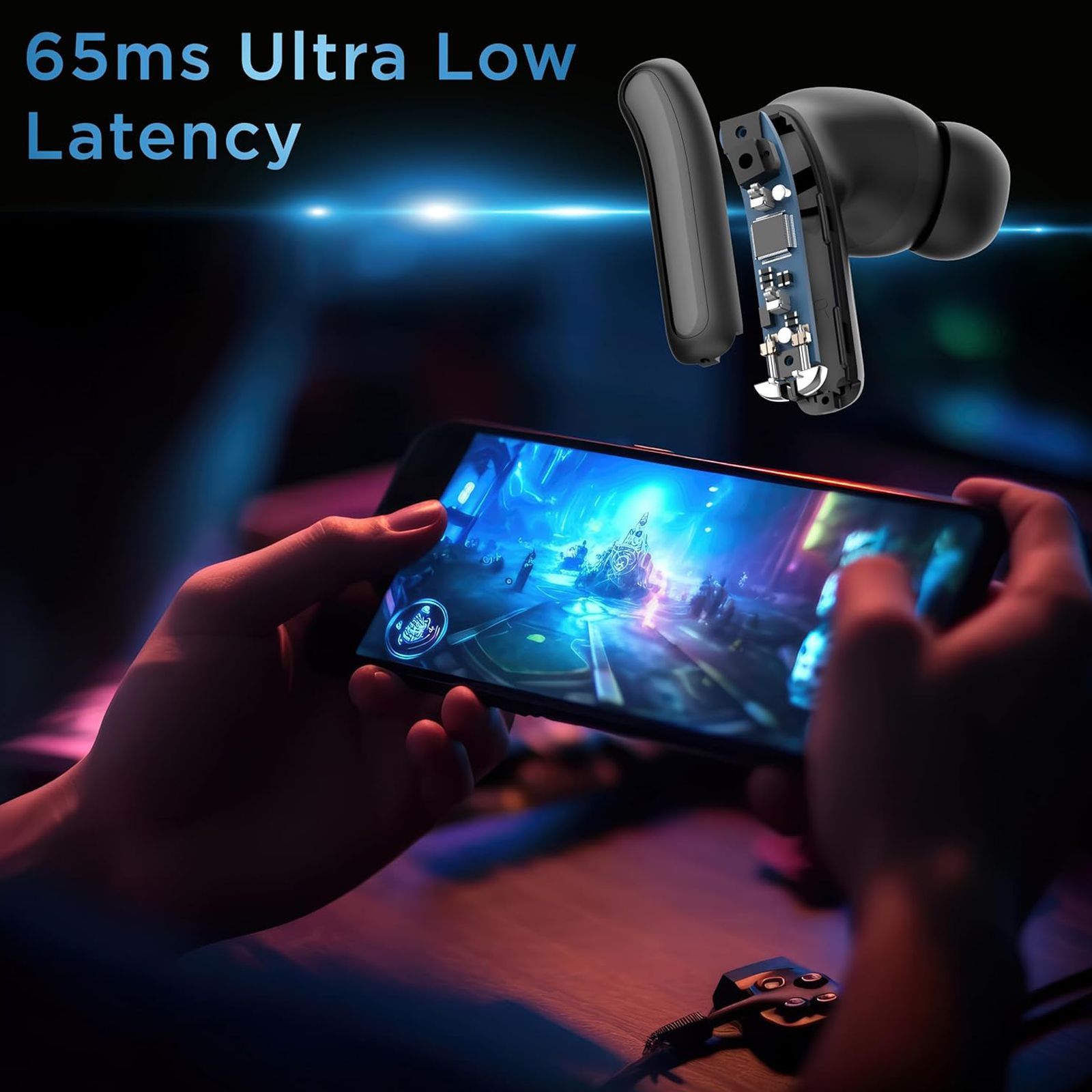 urbn Beat 650 TWS Earbuds with Environmental Noise Cancellation (IPX5 Water Resistant, Fast Charging, Black)_5