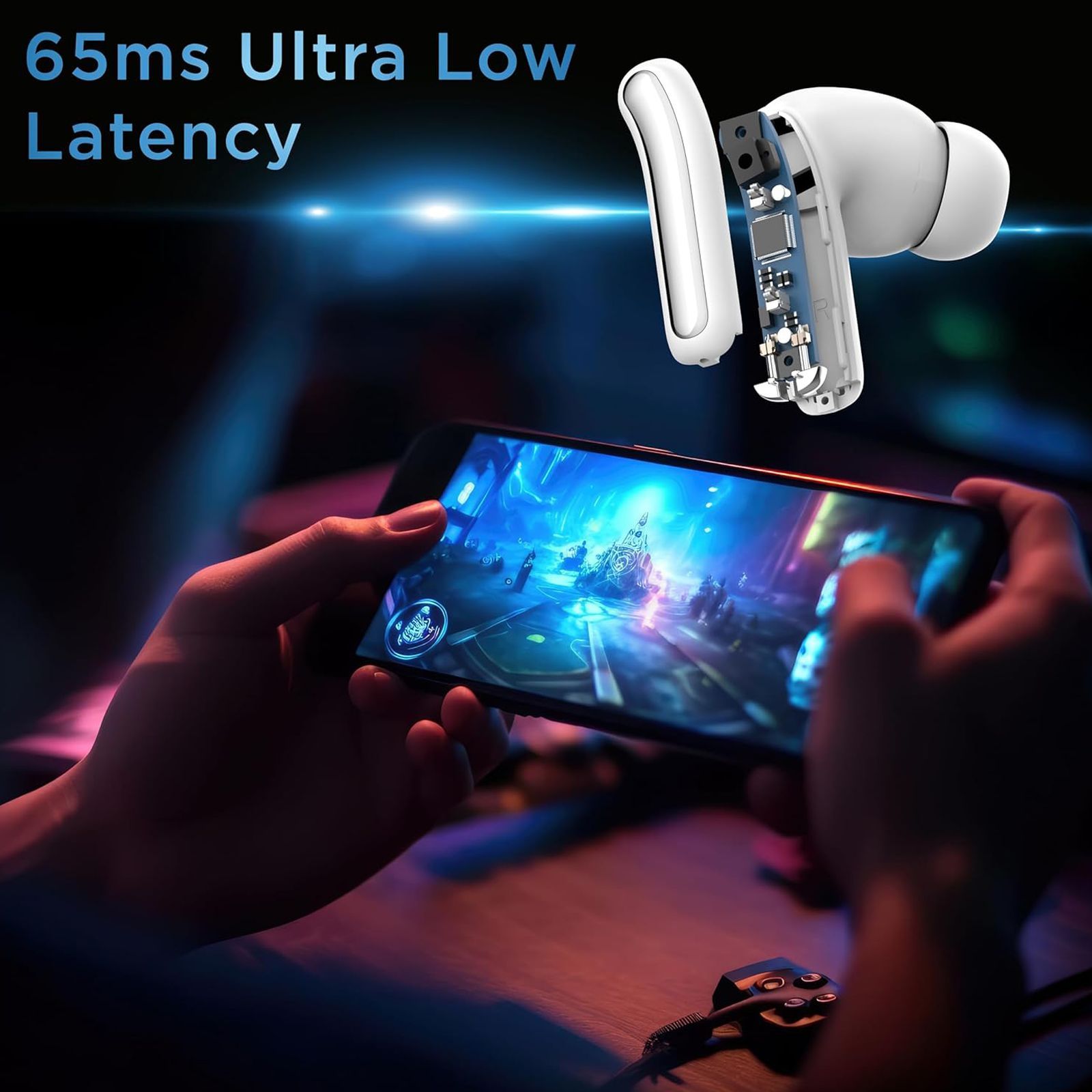 urbn Beat 650 TWS Earbuds with Environmental Noise Cancellation (IPX5 Water Resistant, Fast Charging, White)_7