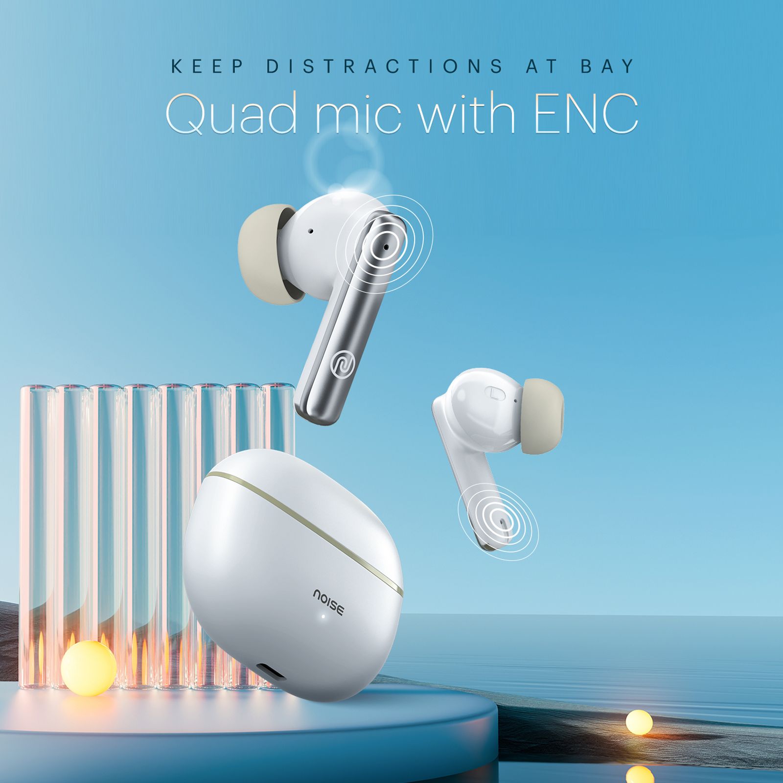 noise Air Buds Pro 3 TWS Earbuds with Active Noise Cancellation (IPX5 Water Resistant, Instacharge, Serene White)_4