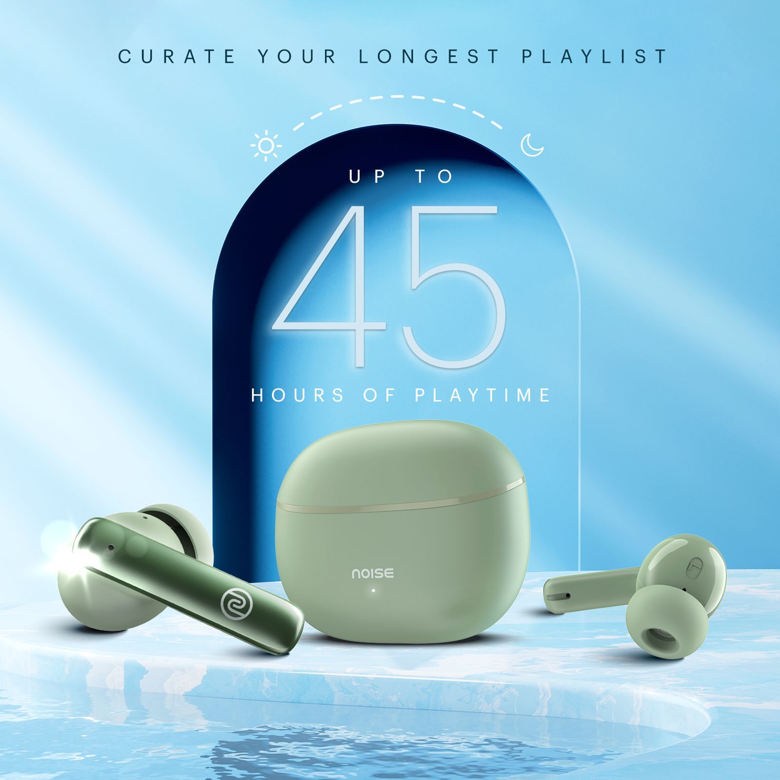 noise Air Buds Pro 3 TWS Earbuds with Active Noise Cancellation (IPX5 Water Resistant, Instacharge, Sage Green)_3