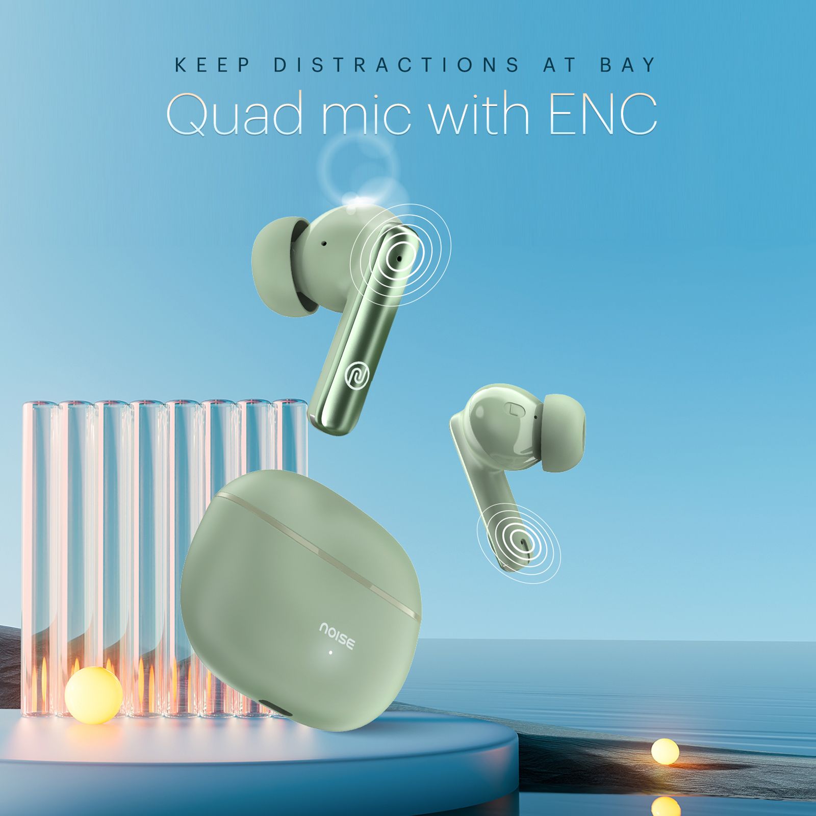 noise Air Buds Pro 3 TWS Earbuds with Active Noise Cancellation (IPX5 Water Resistant, Instacharge, Sage Green)_4
