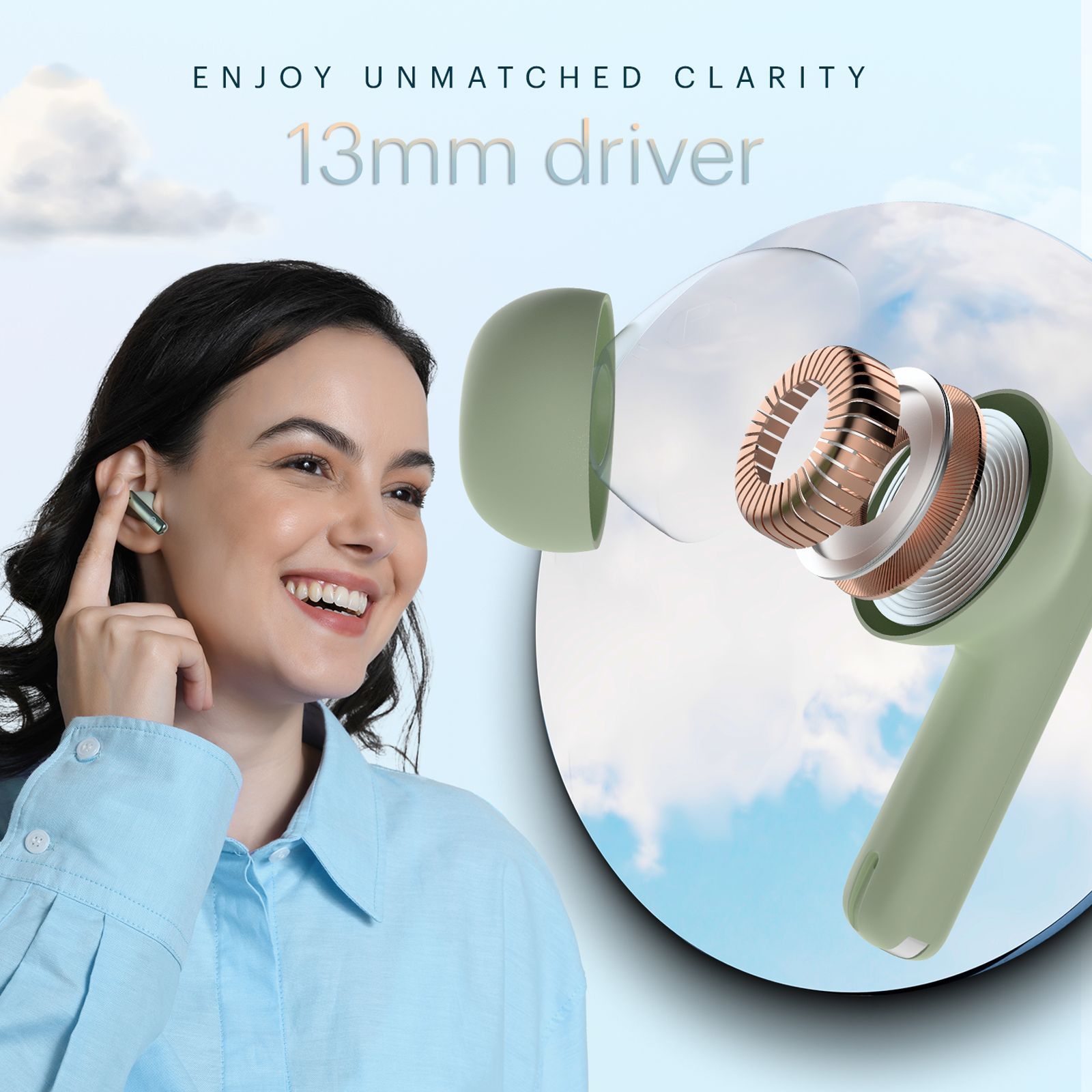 noise Air Buds Pro 3 TWS Earbuds with Active Noise Cancellation (IPX5 Water Resistant, Instacharge, Sage Green)_5