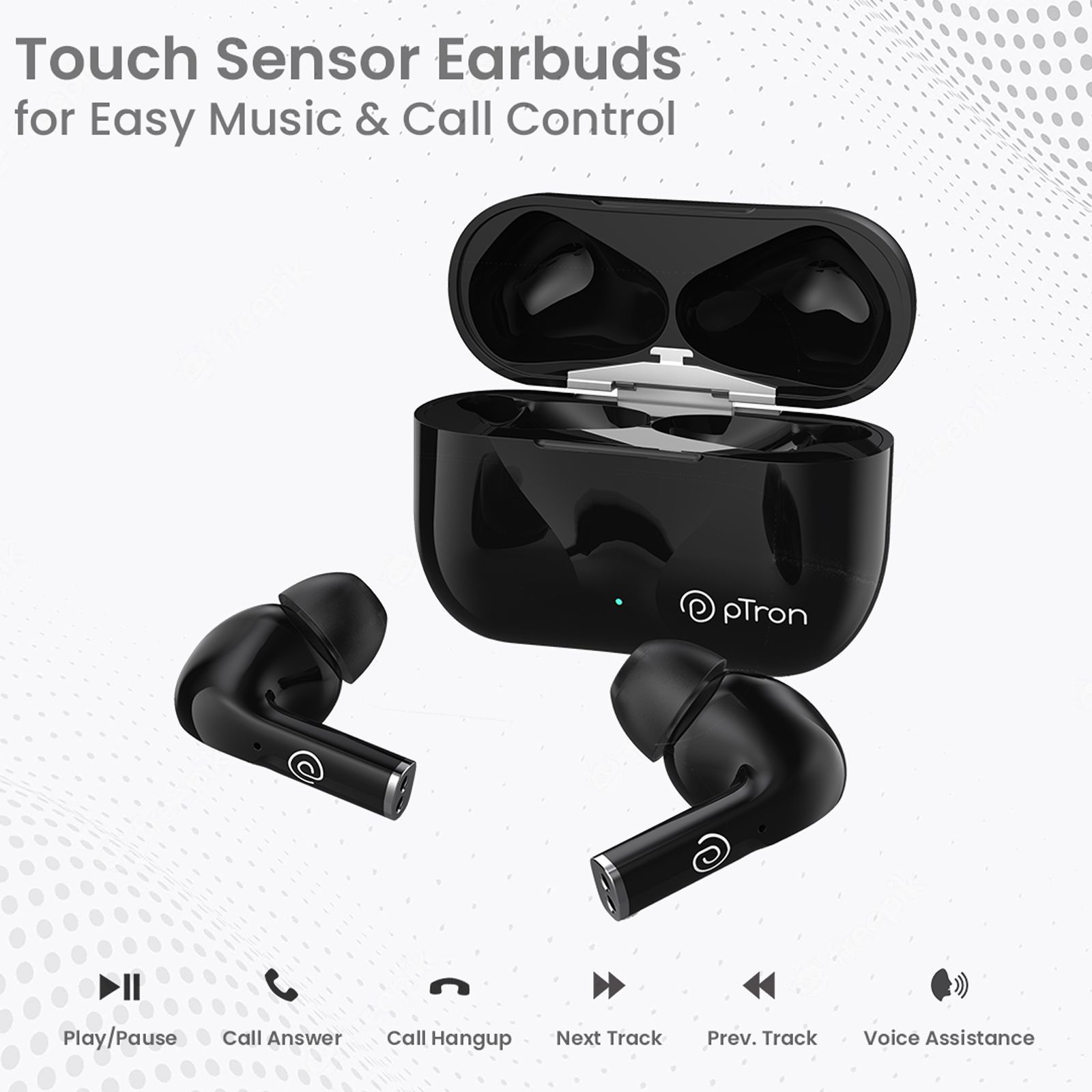 pTron Basspods P181 TWS Earbuds with Passive Noise Cancellation (IPX4 Water Resistant, 32 Hours Playtime, Black)_3