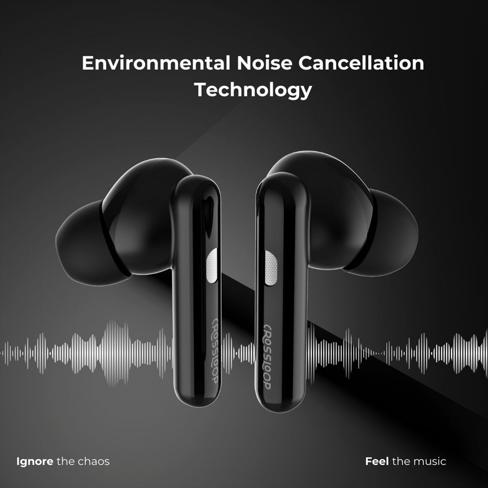 CROSSLOOP Freedom Podz TWS Earbuds with No Noise Cancellation (10mm Driver, Black)_4