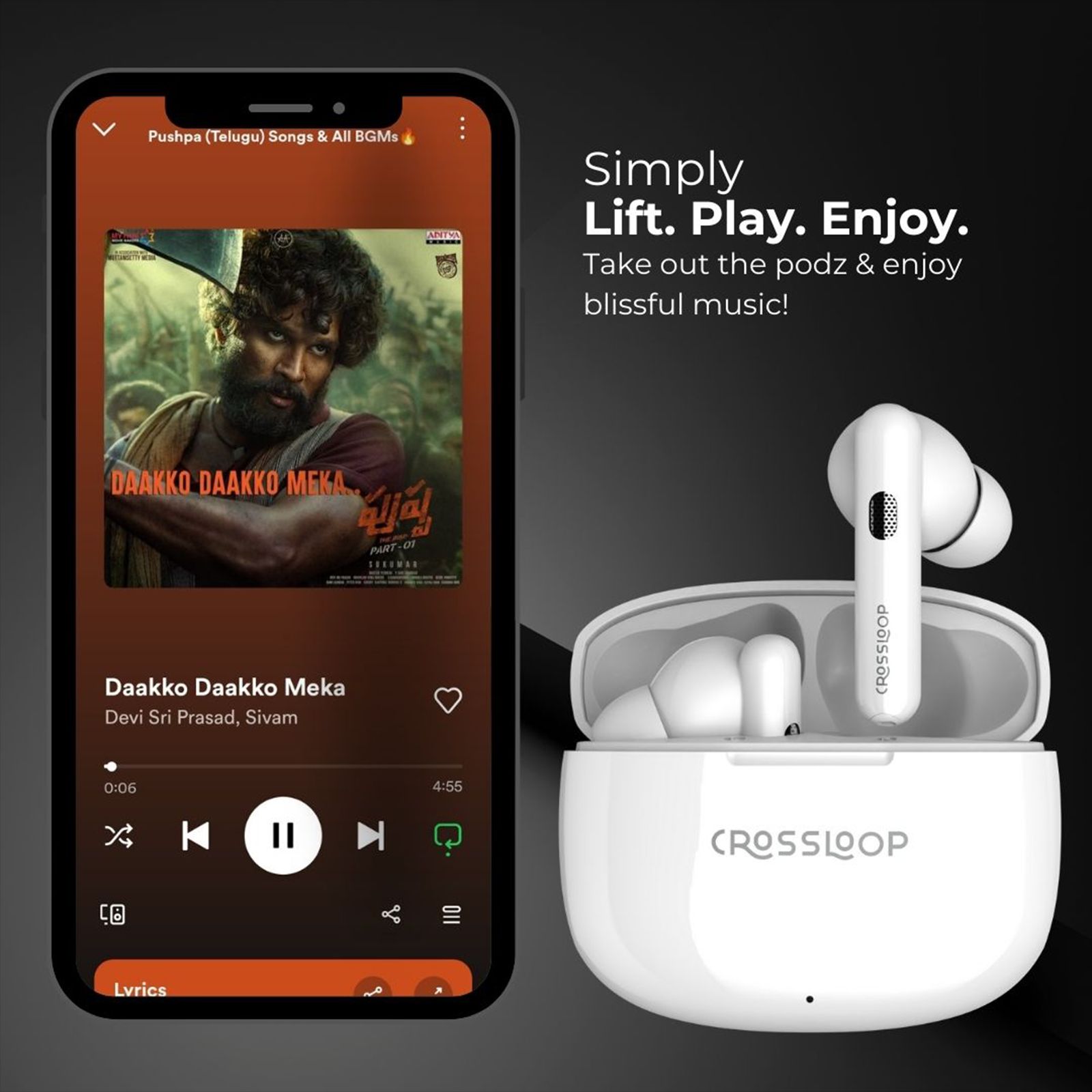 CROSSLOOP Freedom Podz TWS Earbuds with No Noise Cancellation (10mm Driver, White)_6