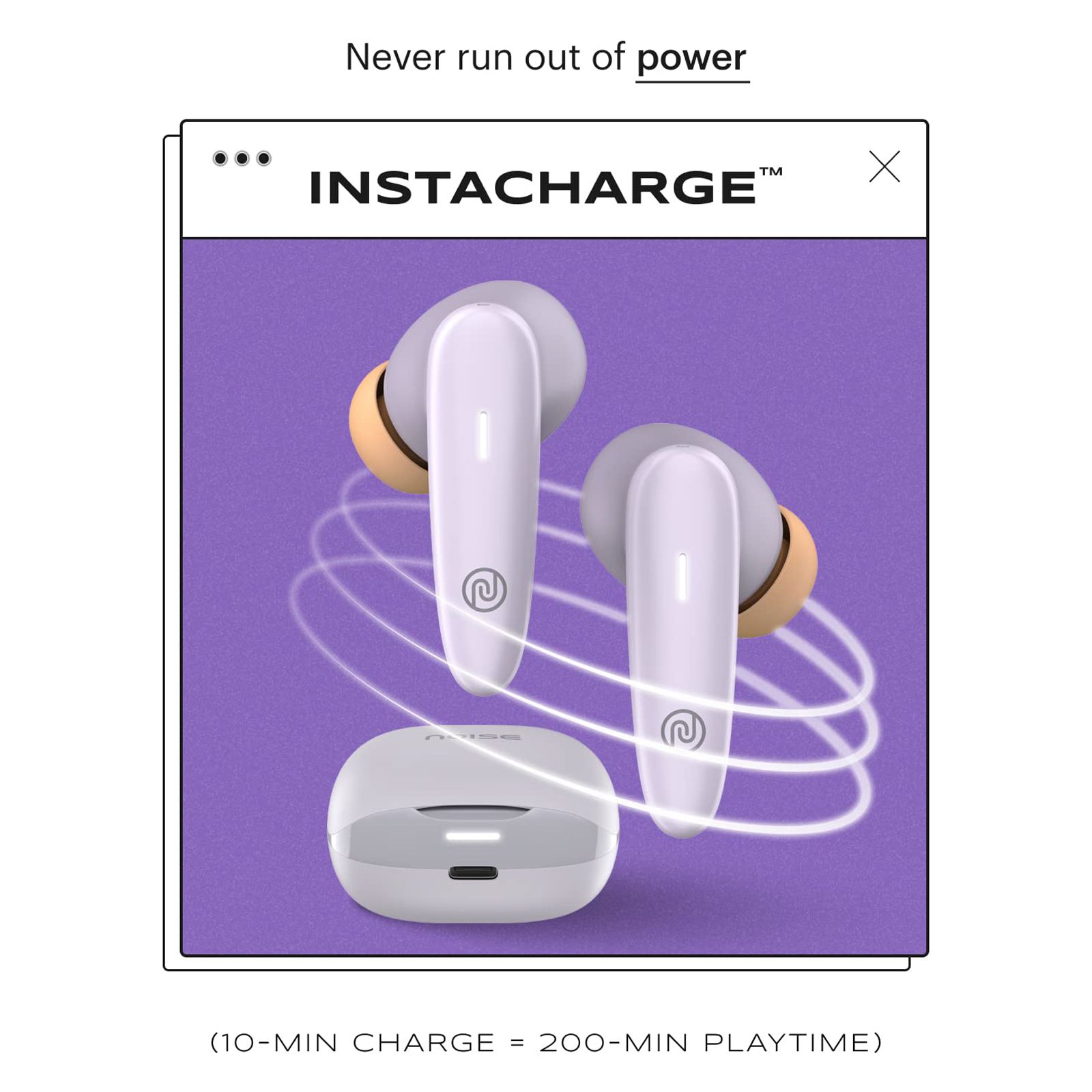 noise Buds VS401 TWS Earbuds with Environmental Noise Cancellation (IPX5 Water Resistant, Insta Charge, Soft Lilac)_3