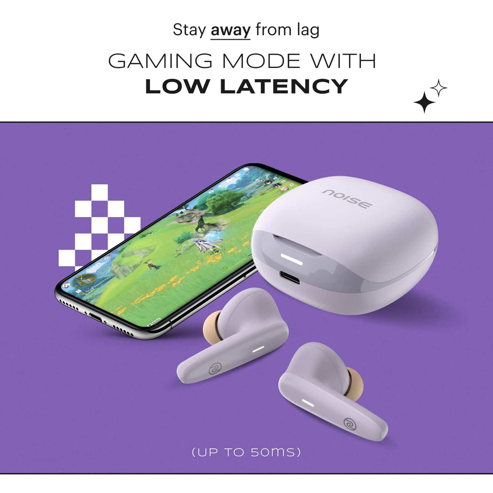 noise Buds VS401 TWS Earbuds with Environmental Noise Cancellation (IPX5 Water Resistant, Insta Charge, Soft Lilac)_4