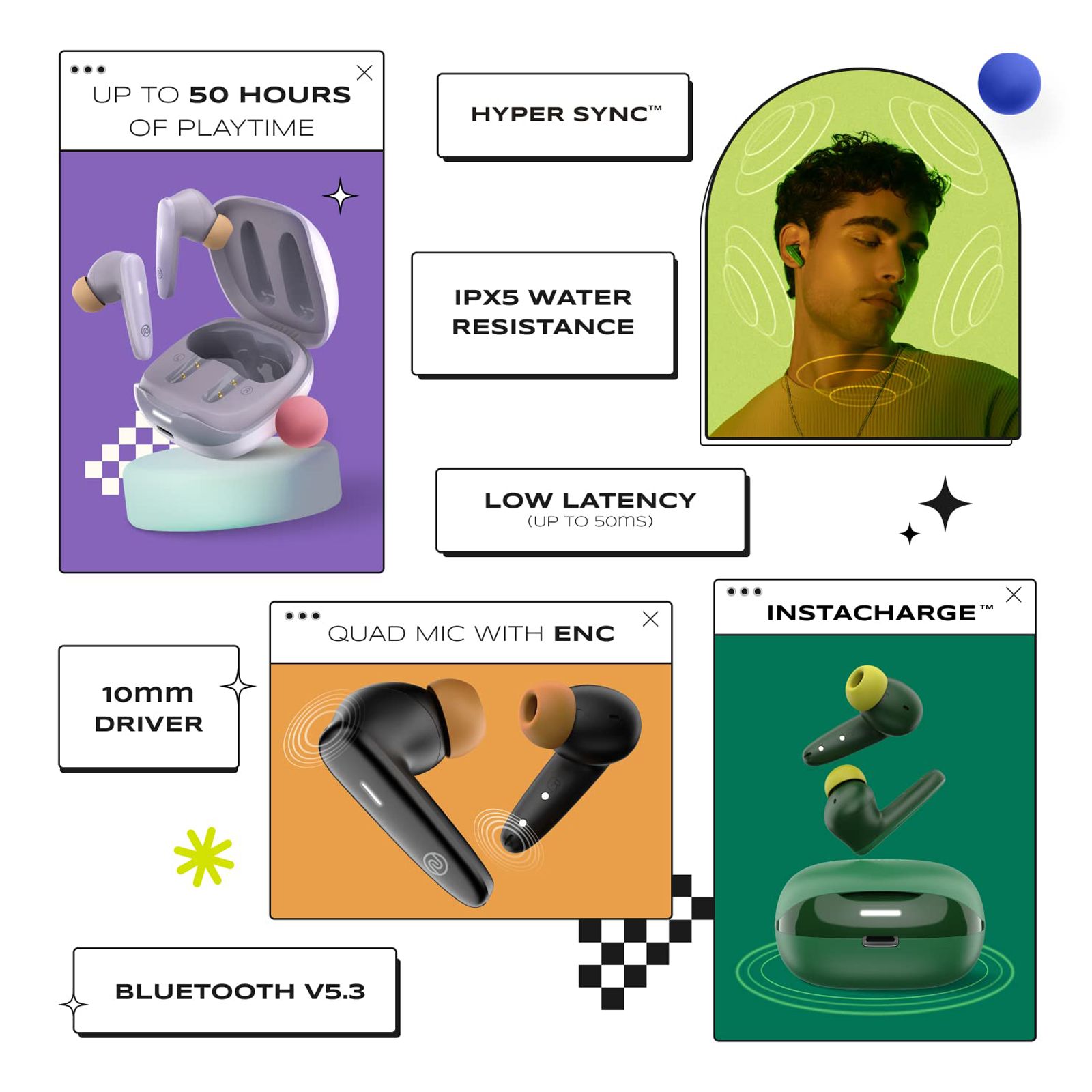 noise Buds VS401 TWS Earbuds with Environmental Noise Cancellation (IPX5 Water Resistant, Insta Charge, Calm Beige)_7