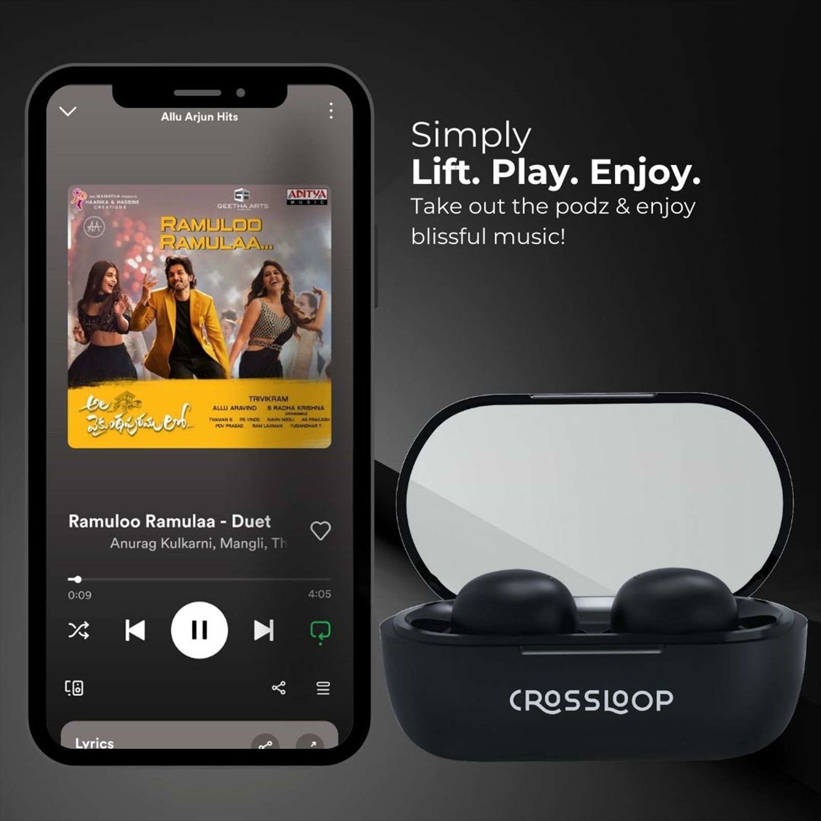 CROSSLOOP Joy Zee Gen 521 TWS Earbuds (IPX3 Sweat Resistant, Auto Pairing, Black)_6