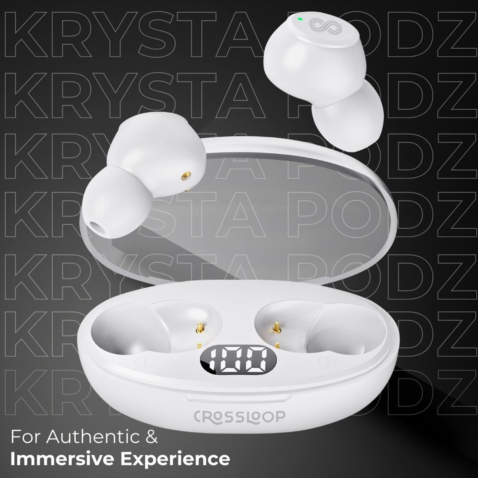 CROSSLOOP Krysta Podz TWS Earbuds (IPX4 Water Resistant, Auto Pairing, White)_3