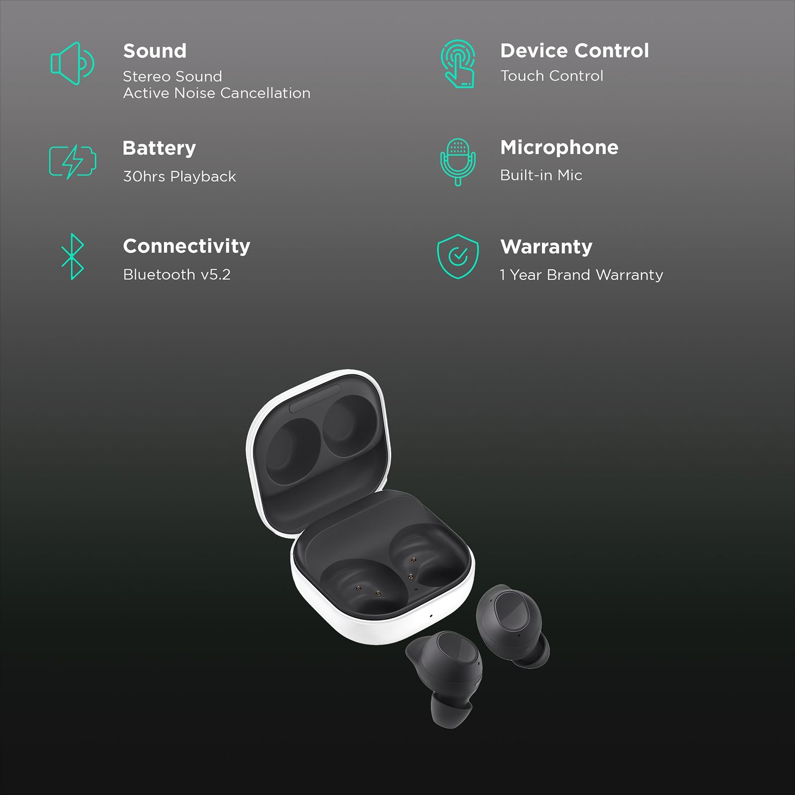 SAMSUNG Galaxy Buds FE SM-R400NZAA TWS Earbuds with Active Noise Cancellation (Ambient Sound Mode, Graphite)_2