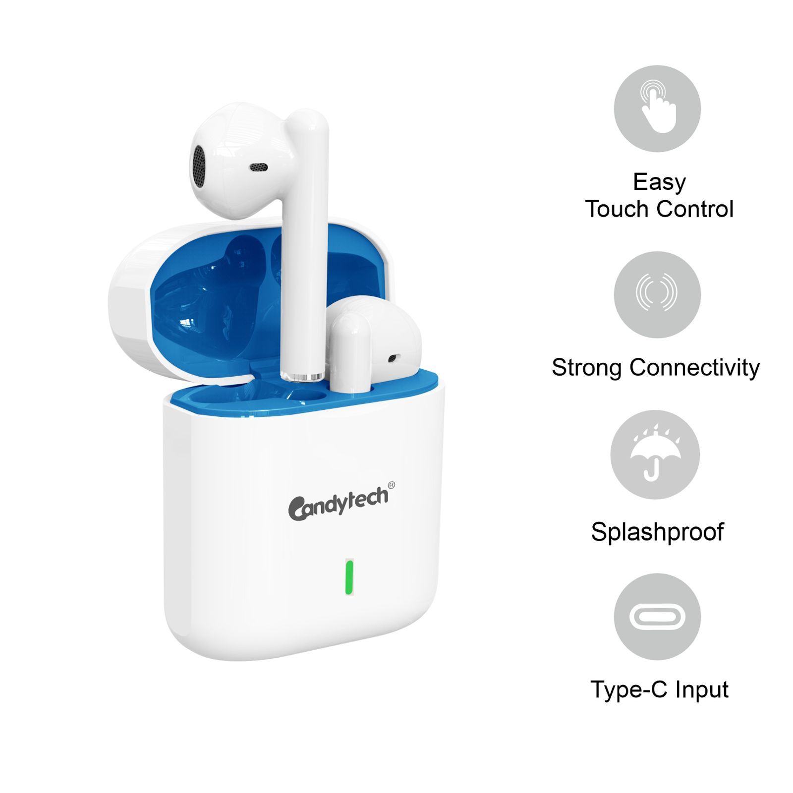 Candytech Emoji TWS Earbuds (Dual Pairing, Blue and White)_5