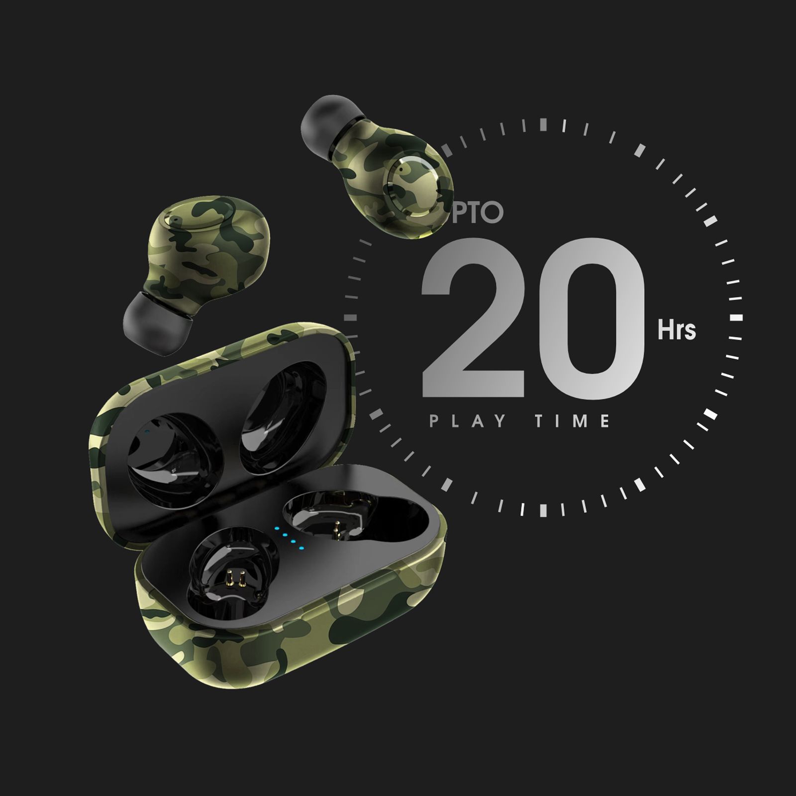 Candytech Camotwin TWS Earbuds (HiFi Stereo Sound, Camo)_6
