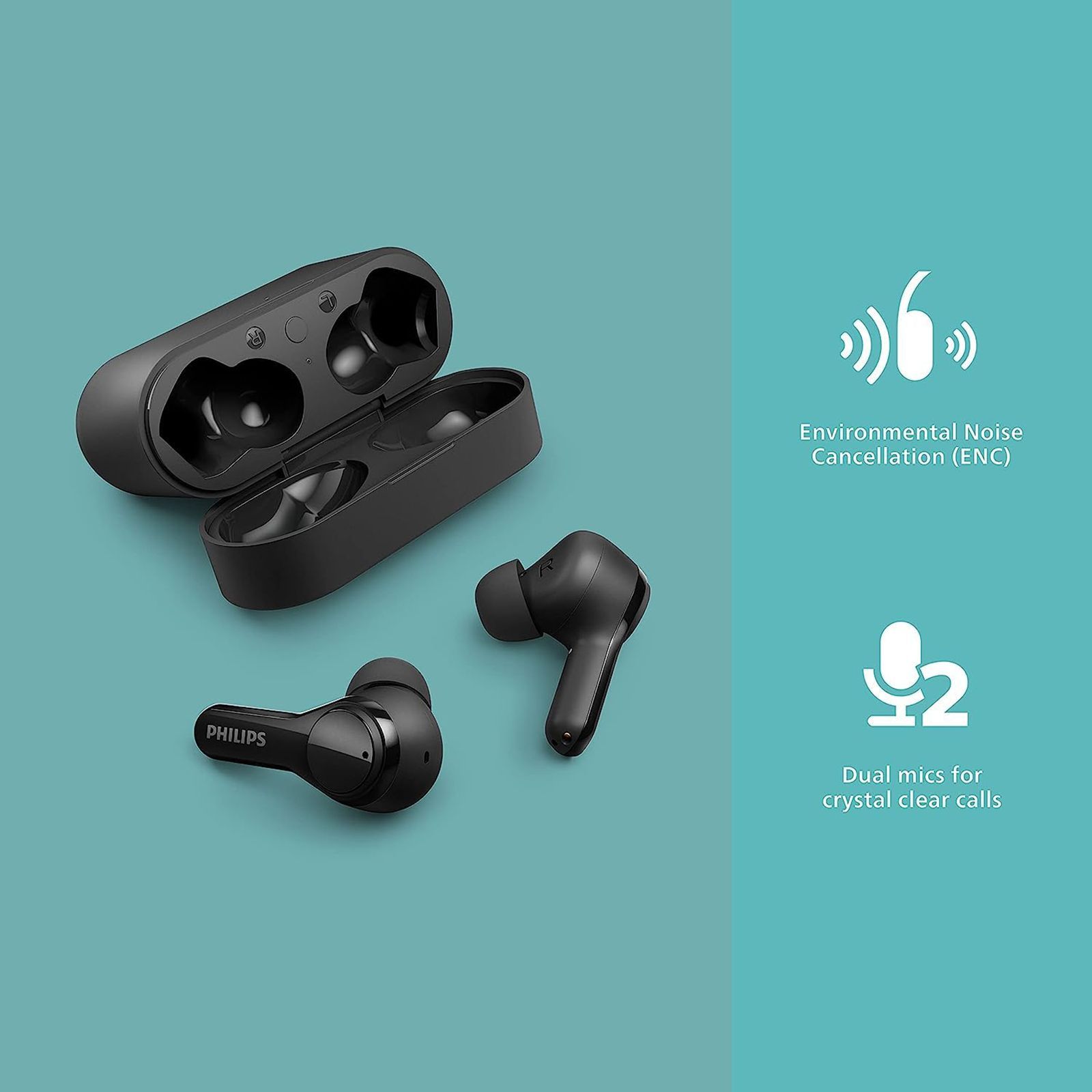 PHILIPS TAT3217BK00 TWS Earbuds with Environmental Noise Cancellation (IPX5 Water & Sweat Resistant, Quick Boost Charge, Black)_13