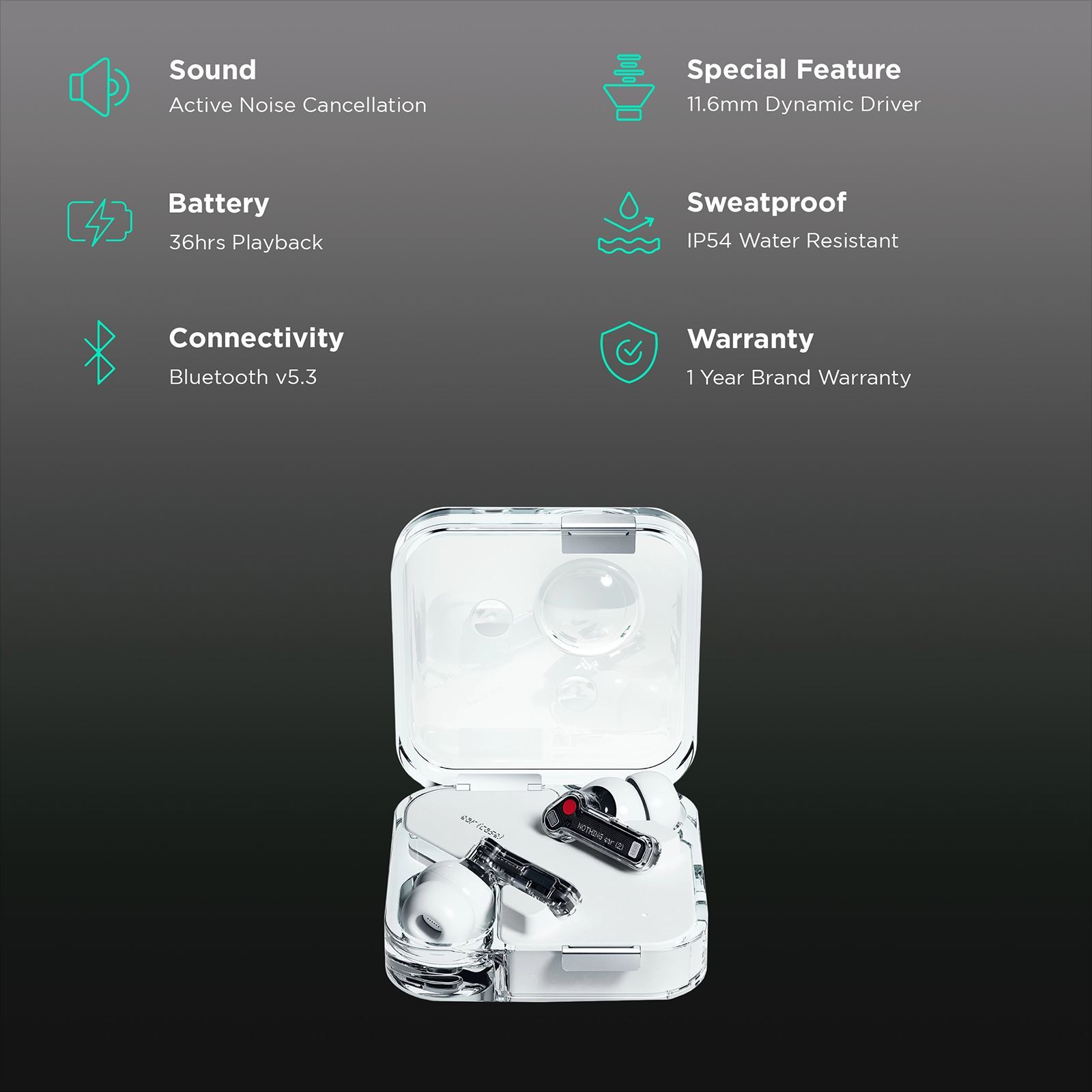 Nothing Ear 2 A10600018 TWS Earbuds with Active Noise Cancellation (IP54 Water Resistant, Fast Charging, White)_2