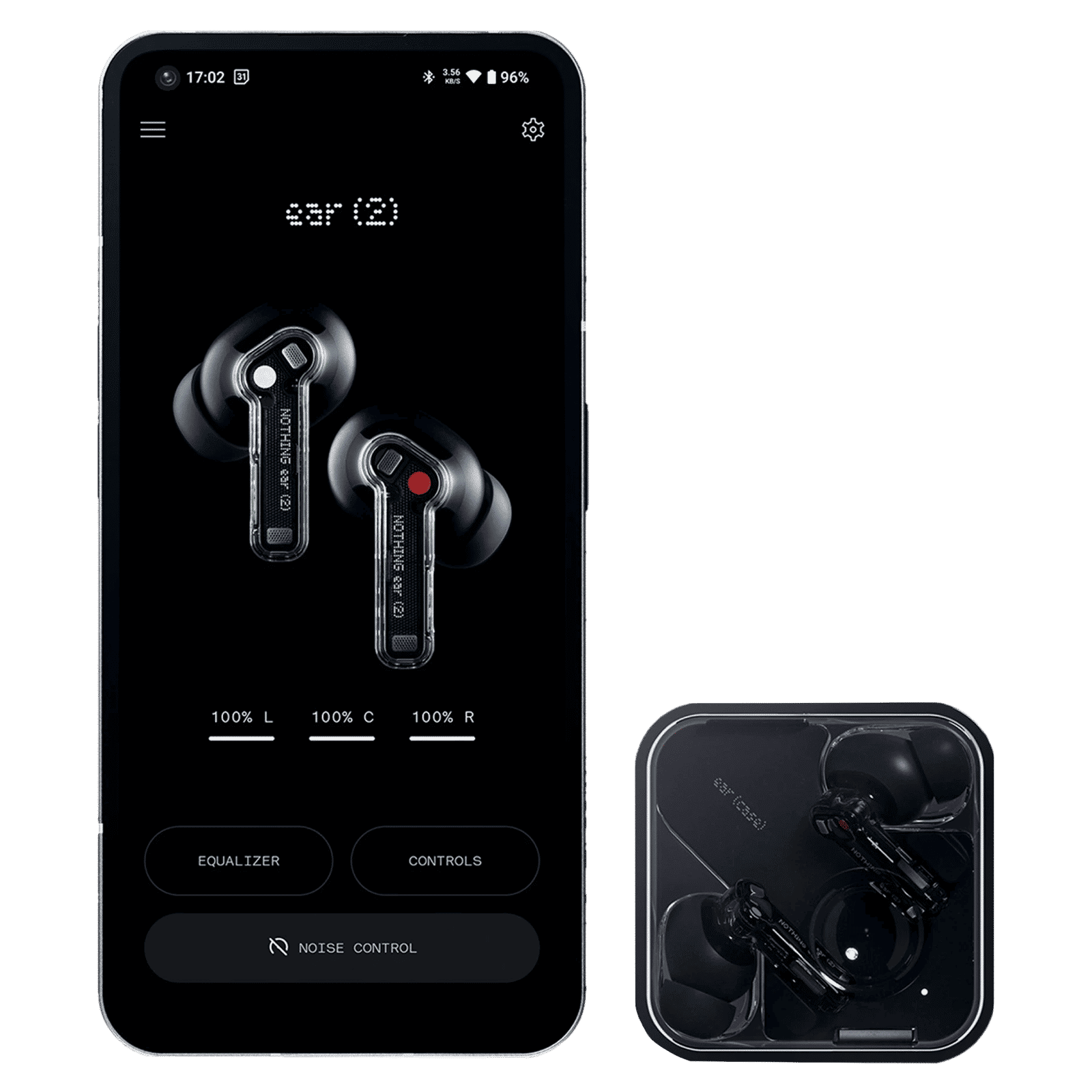 Nothing Ear 2 A10600027 TWS Earbuds with Active Noise Cancellation (IP54 Water Resistant, Fast Charging, Black)_6