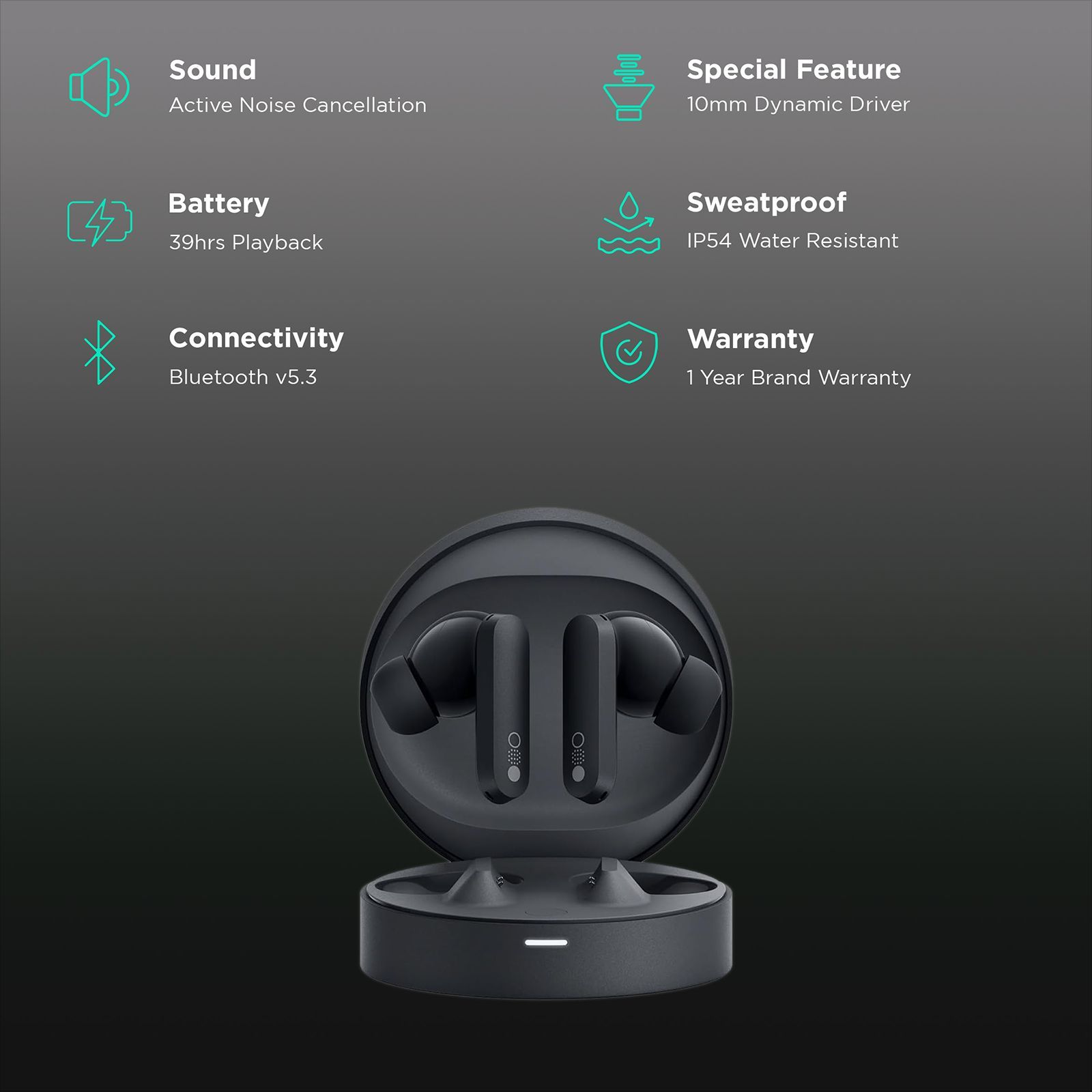 CMF by Nothing Buds Pro TWS Earbuds with Active Noise Cancellation (IP54 Water & Dust Resistant, 39 Hours Playback, Dark Grey)_2