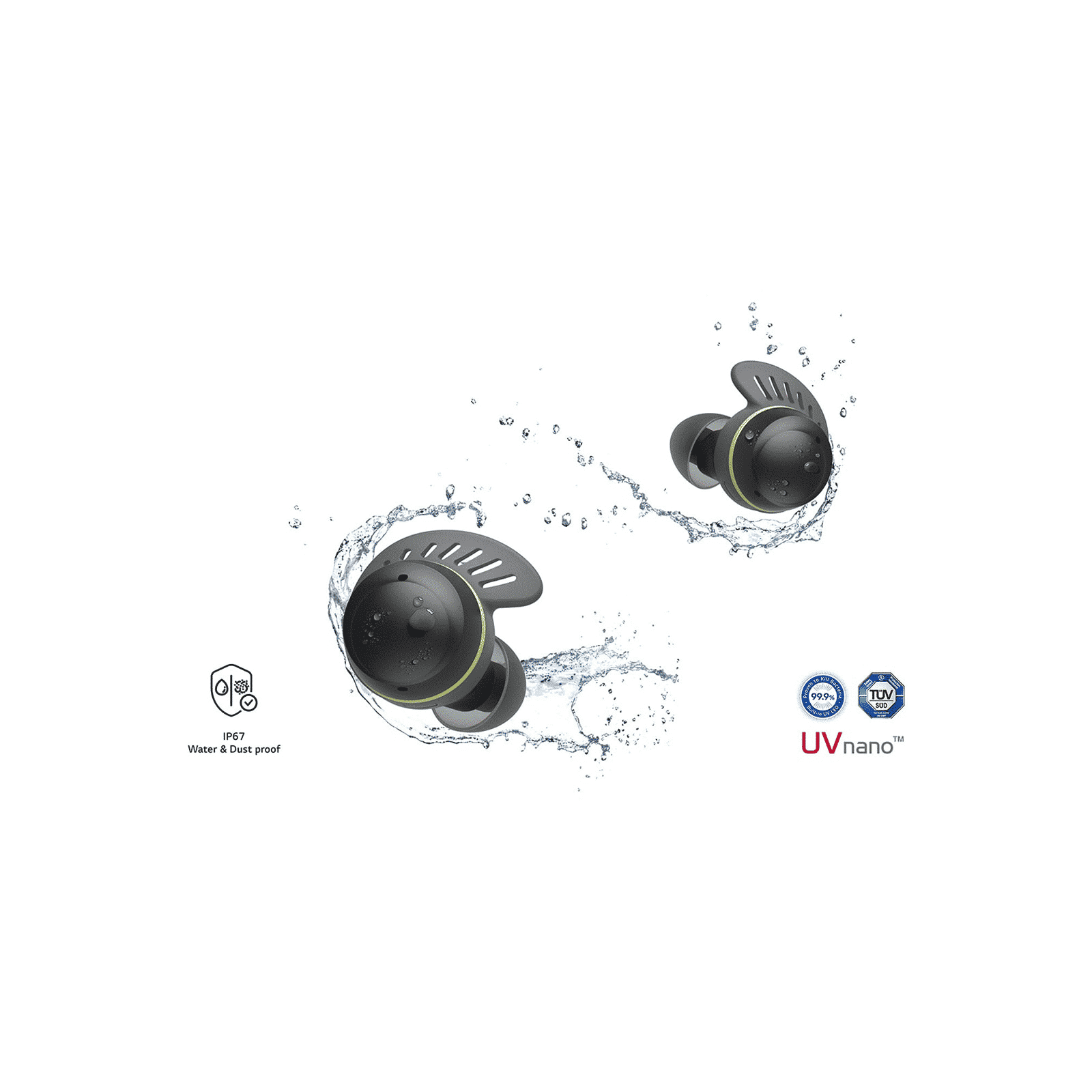 LG Tone Free Fit TONETF7Q TWS Earbuds with Active Noise Cancellation (IP67 Water Resistant, Bass Boost Technology, Black Lime)_16