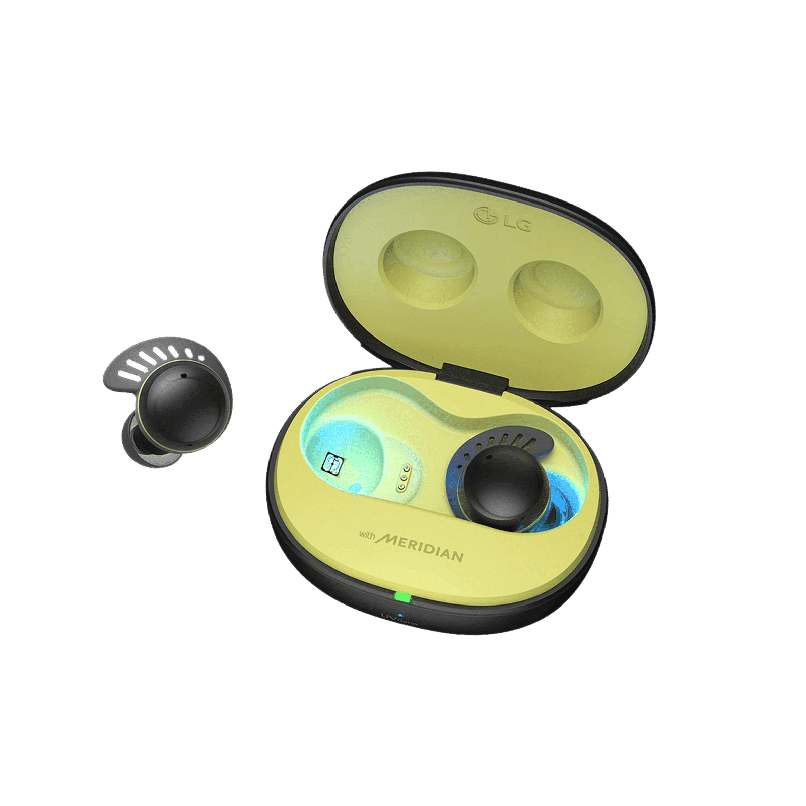 LG Tone Free Fit TONETF7Q TWS Earbuds with Active Noise Cancellation (IP67 Water Resistant, Bass Boost Technology, Black Lime)_1