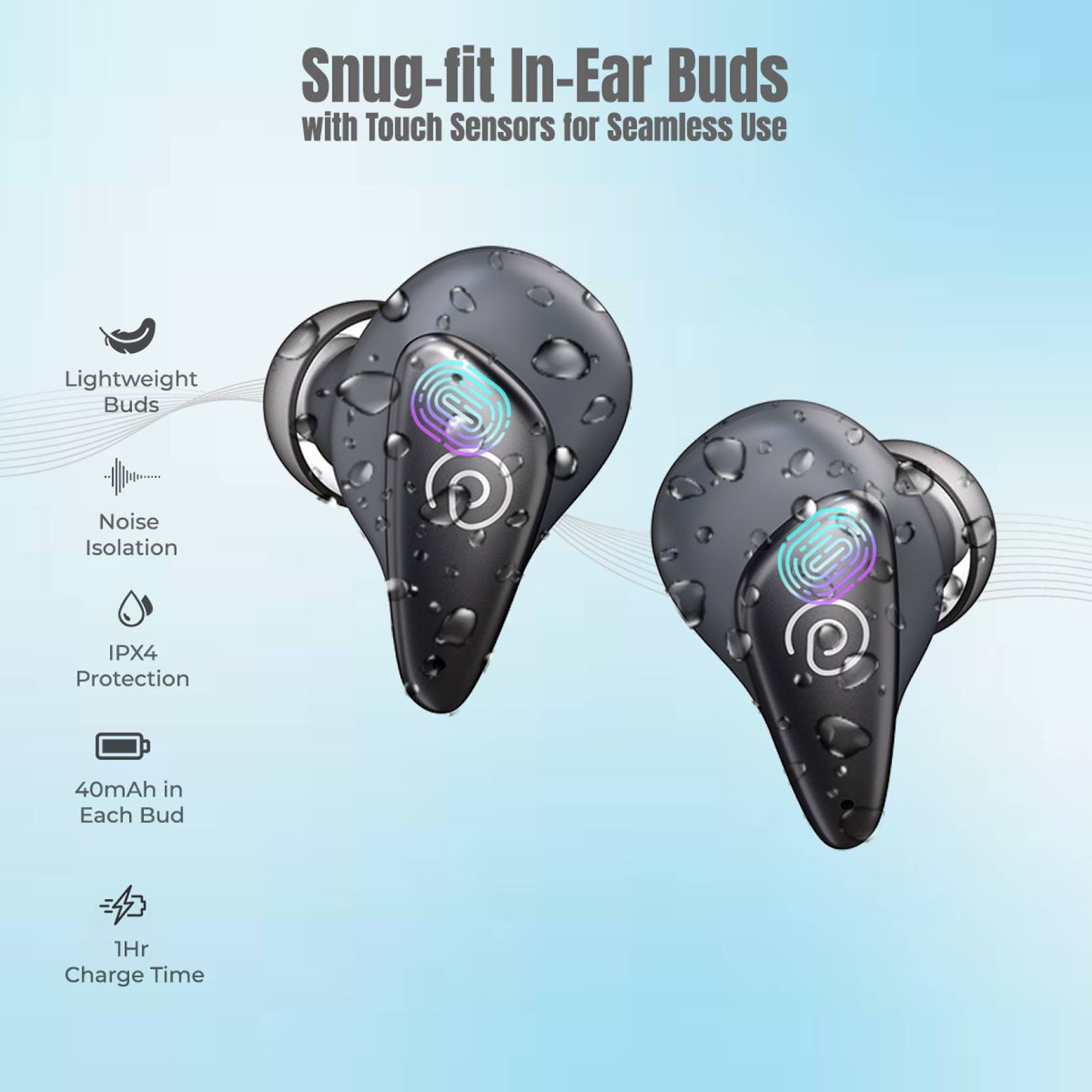 pTron Bassbuds Verse TWS Earbuds with Environmental Noise Cancellation (IPX4 Water & Sweat Resistant, Bass Boost Technology, Grey)_4