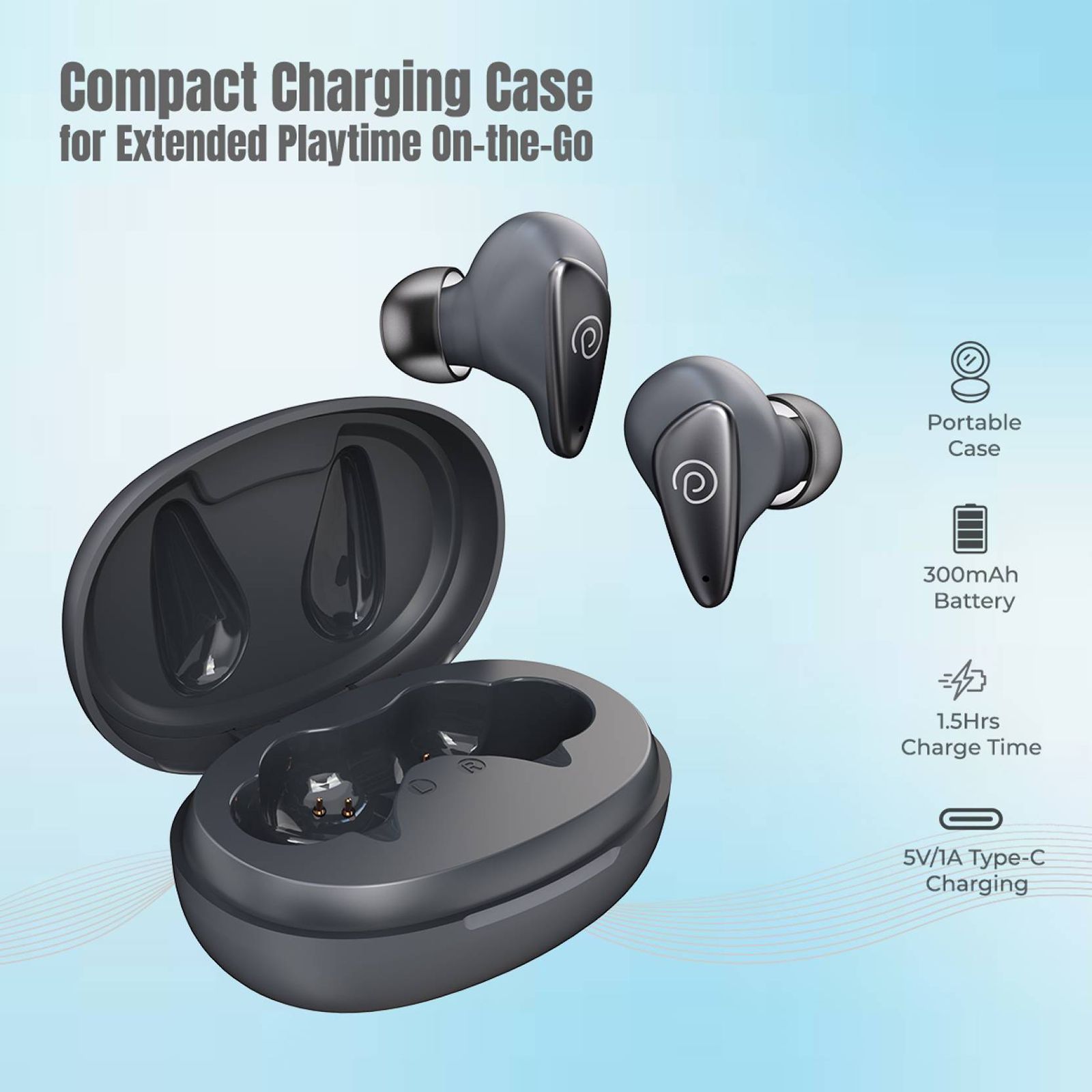 pTron Bassbuds Verse TWS Earbuds with Environmental Noise Cancellation (IPX4 Water & Sweat Resistant, Bass Boost Technology, Grey)_6