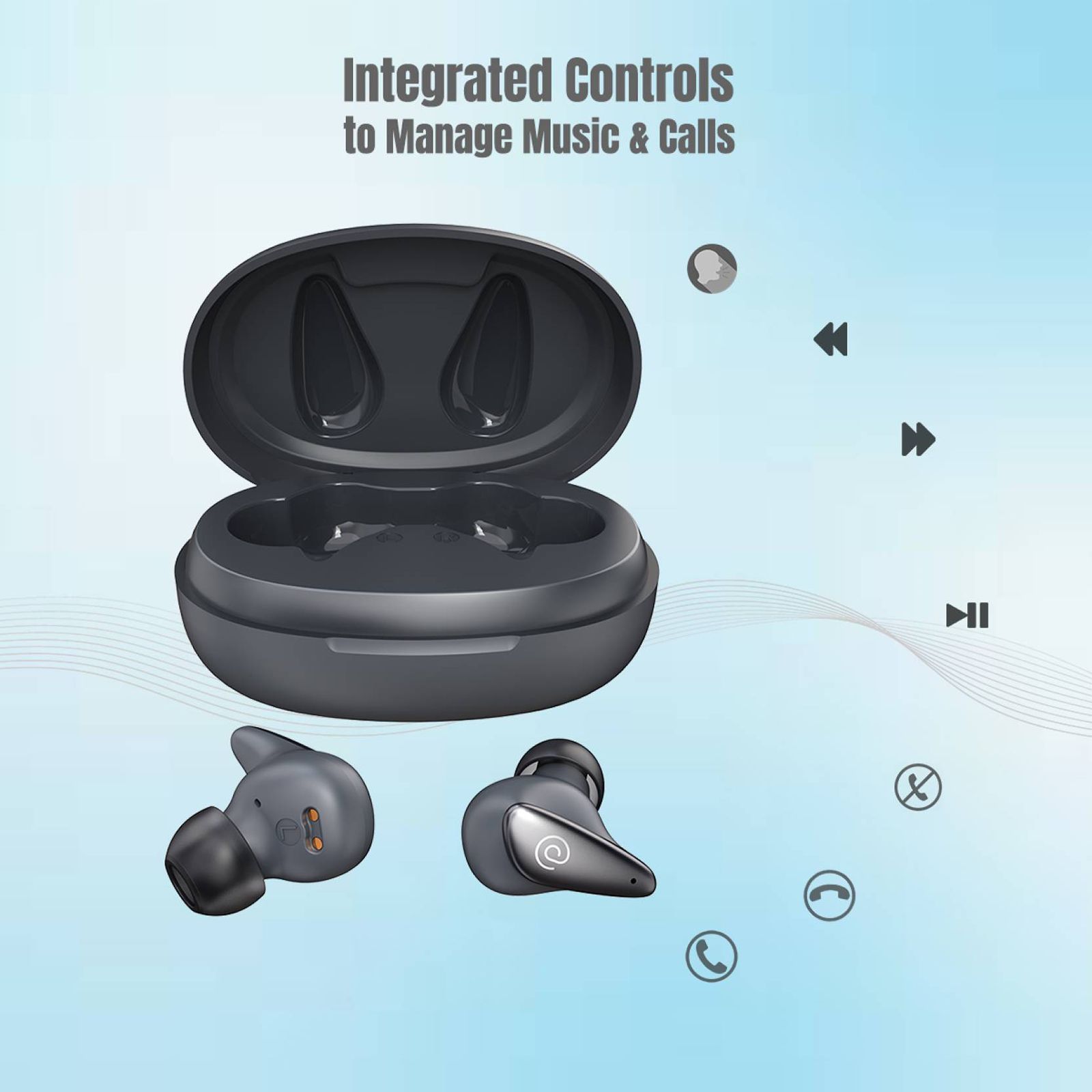 pTron Bassbuds Verse TWS Earbuds with Environmental Noise Cancellation (IPX4 Water & Sweat Resistant, Bass Boost Technology, Grey)_7