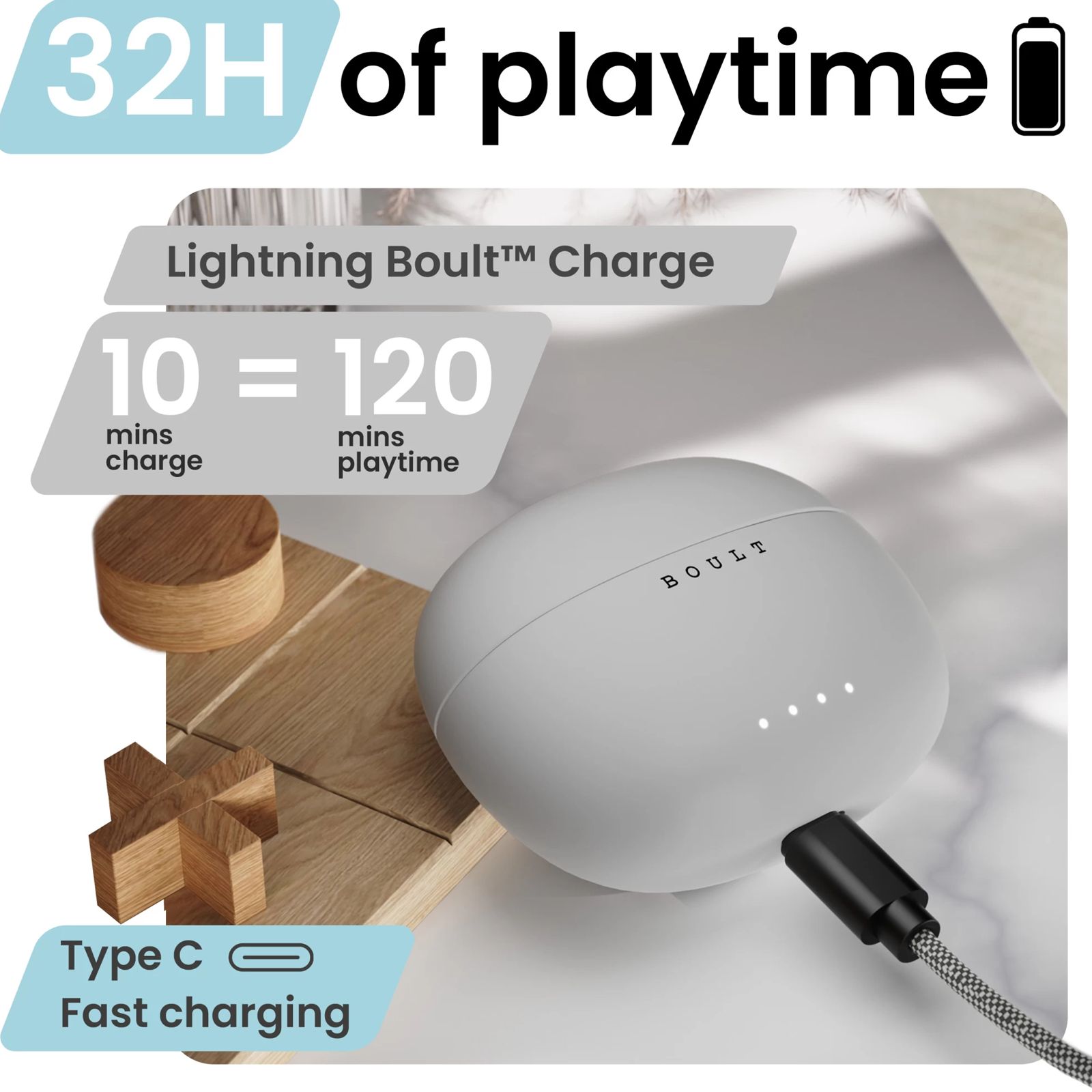 GOBOULT W20 TWS Earbuds with Environmental Noise Cancellation (IPX5 Water Resistant, Voice Assistant, Glacier Blue)_3