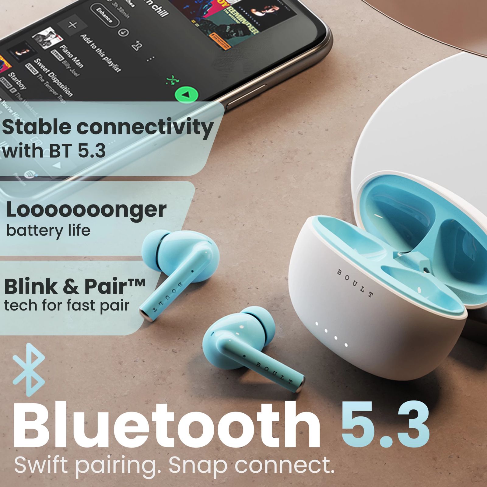 GOBOULT W20 TWS Earbuds with Environmental Noise Cancellation (IPX5 Water Resistant, Voice Assistant, Glacier Blue)_5