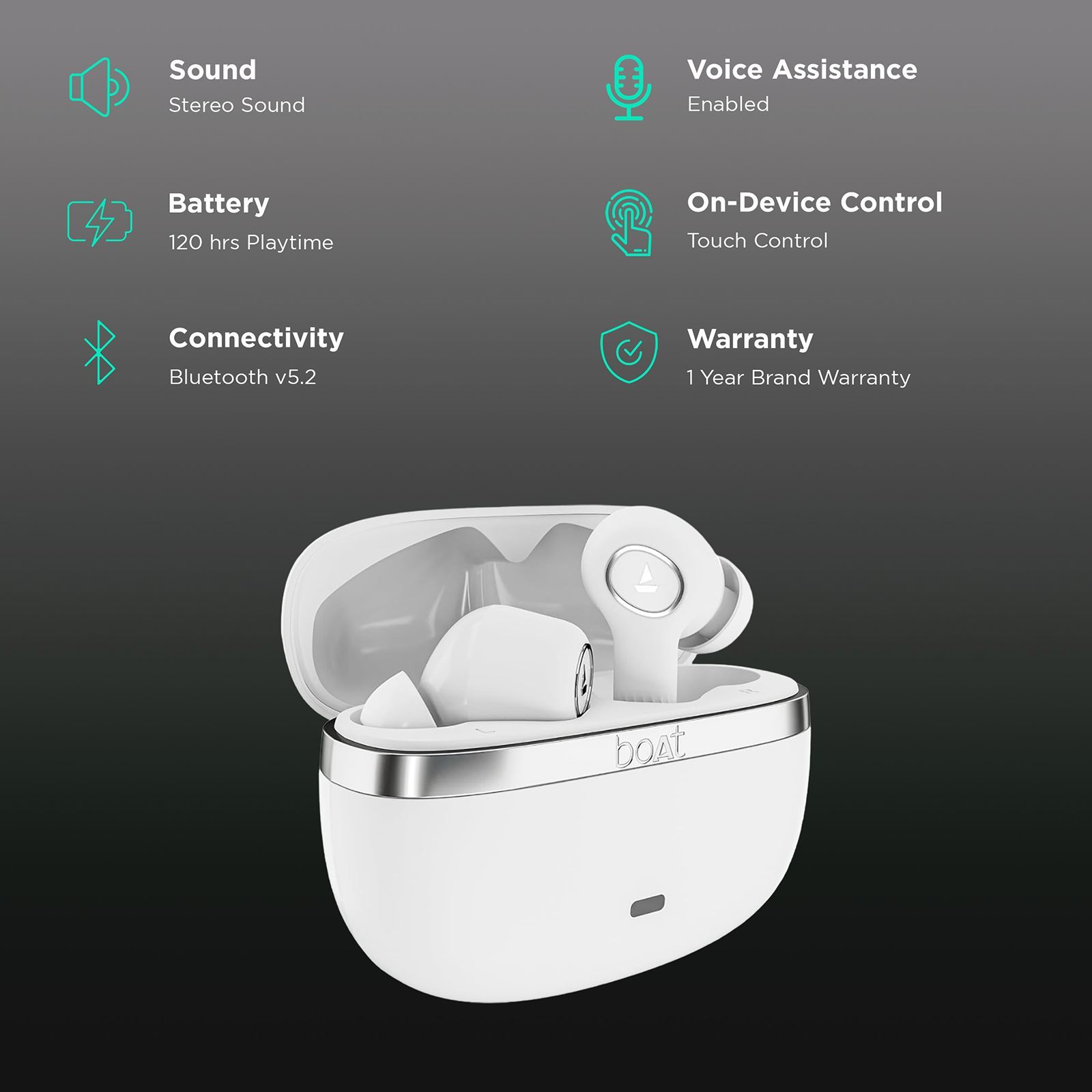 boAt Nirvana Ion TWS Earbuds with Active Noise Cancellation (IPX4 Sweat Resistant, ASAP Charge, Ivory White)_2