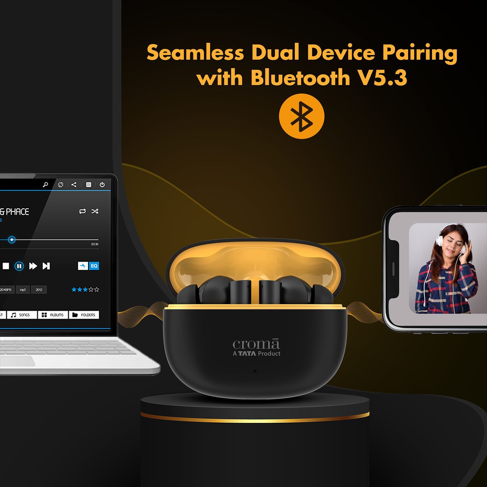 Croma IE 771 CRSE030EPA301506 TWS Earbuds with Environmental Noise Cancellation (IPX5 Water Resistant, 38 Hours Playback, Black)_9