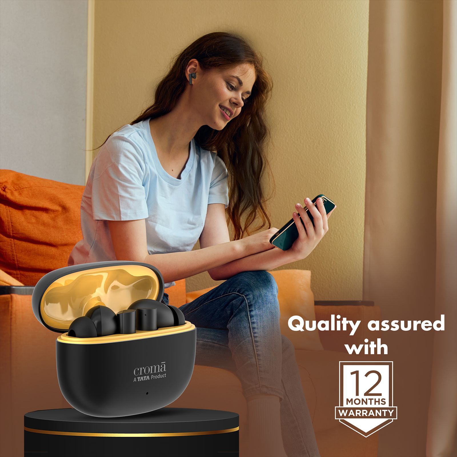 Croma IE 771 CRSE030EPA301506 TWS Earbuds with Environmental Noise Cancellation (IPX5 Water Resistant, 38 Hours Playback, Black)_5