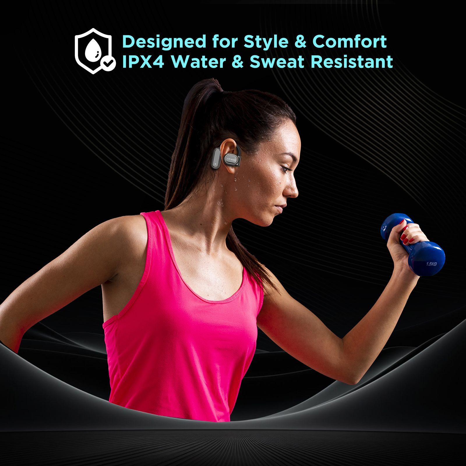 Croma TWS Earbuds (IPX4 Water & Sweat Resistant, Air conduction Technology, Black)_9