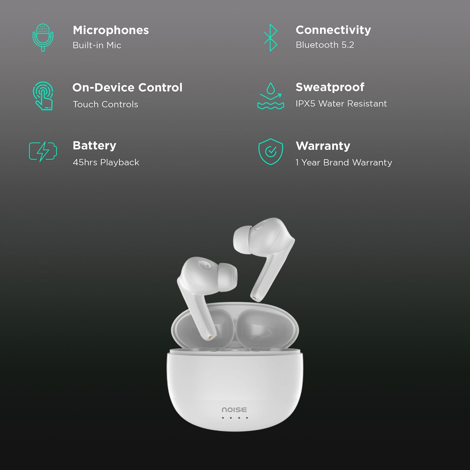 noise Buds VS104 TWS Earbuds with Environmental Noise Cancellation (IPX5 Water Resistant, Fast Charging, Snow White)_2