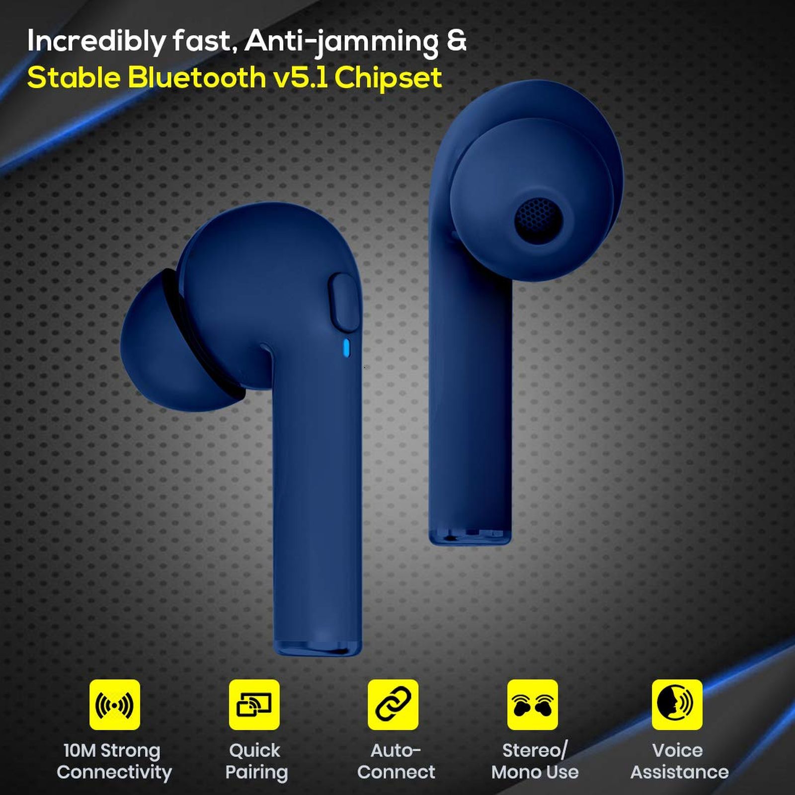 pTron Bassbuds Vista TWS Earbuds with Passive Noise Cancellation (IPX4 Sweat Resistant, 12 Hours Playtime, Blue)_3