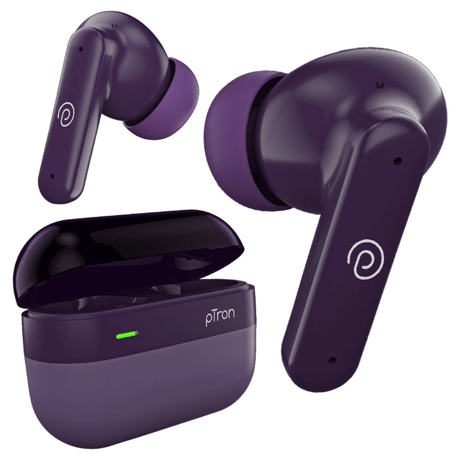 pTron BudSENS 1 TWS Earbuds with Active Noise Cancellation (IPX5 Water Resistant, Fast Charging, Purple)_1