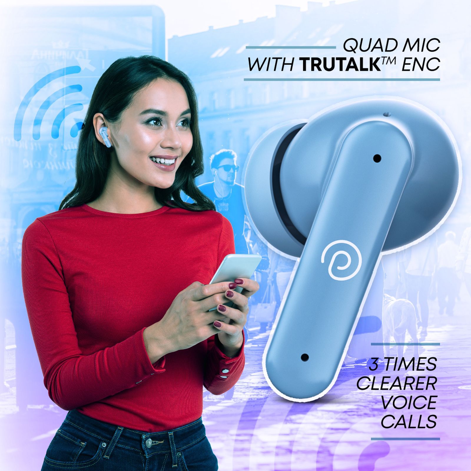 pTron BudSENS 1 TWS Earbuds with Active Noise Cancellation (IPX5 Water Resistant, Fast Charging, Blue)_6