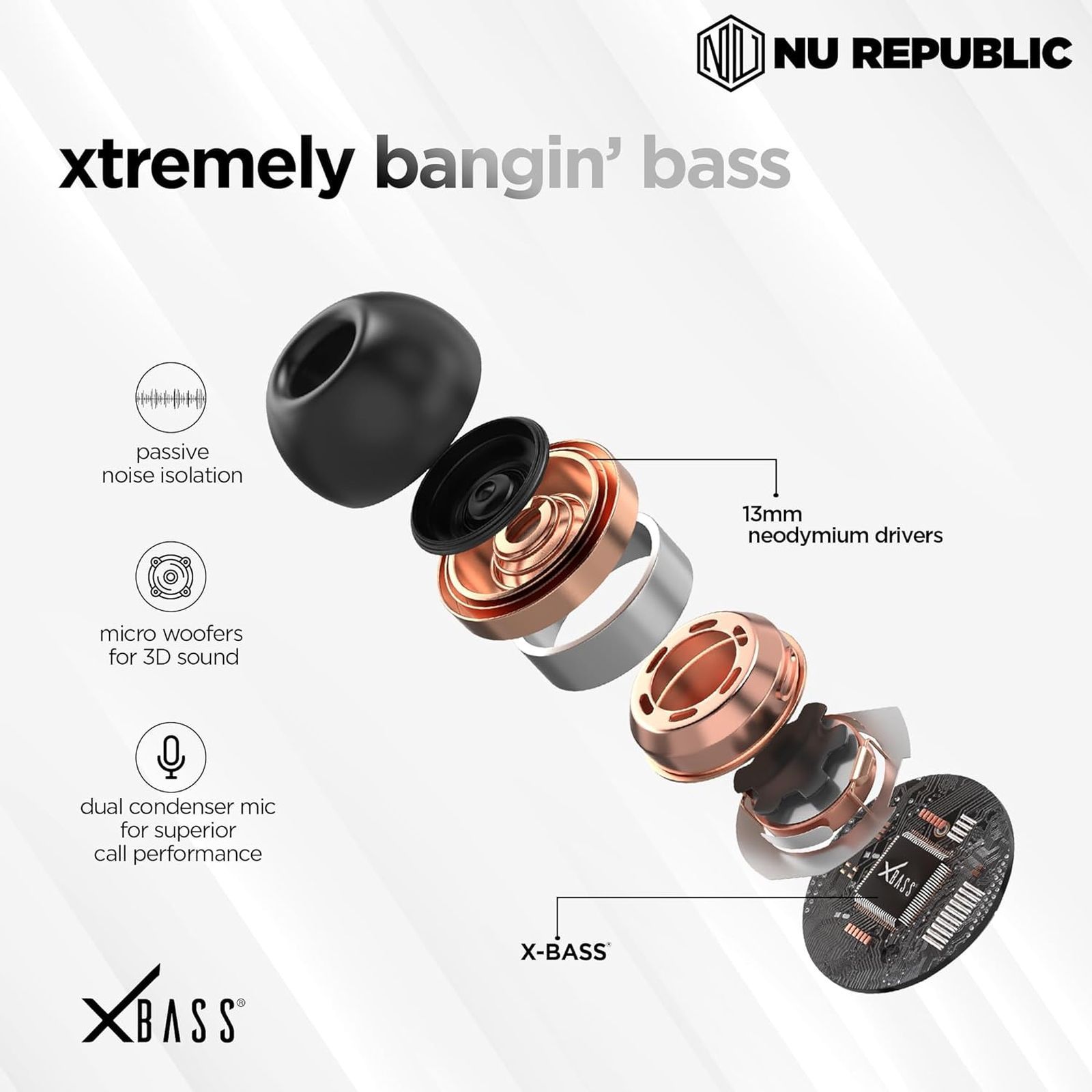 NU Republic Epic Extreme TWS Earbuds with Passive Noise Cancellation (IPX5 Sweat Resistant, X-Bass, Black) NU Republic Epic Extreme TWS Earbuds with Passive Noise Cancellation (IPX5 Sweat Resistant, X-Bass, Black)_6