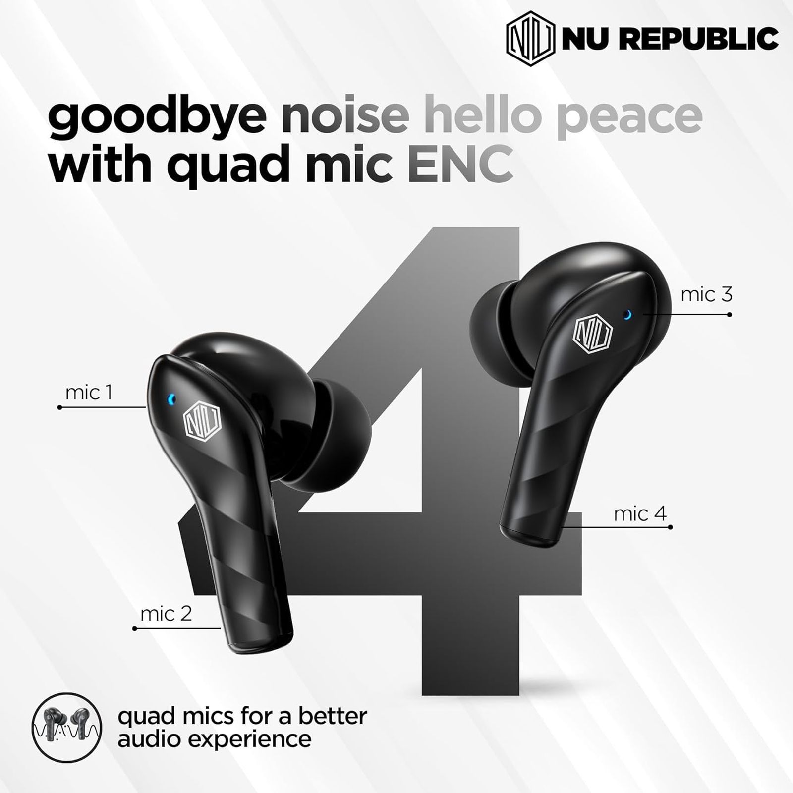 NU Republic Epic Extreme TWS Earbuds with Passive Noise Cancellation (IPX5 Sweat Resistant, X-Bass, Black) NU Republic Epic Extreme TWS Earbuds with Passive Noise Cancellation (IPX5 Sweat Resistant, X-Bass, Black)_5