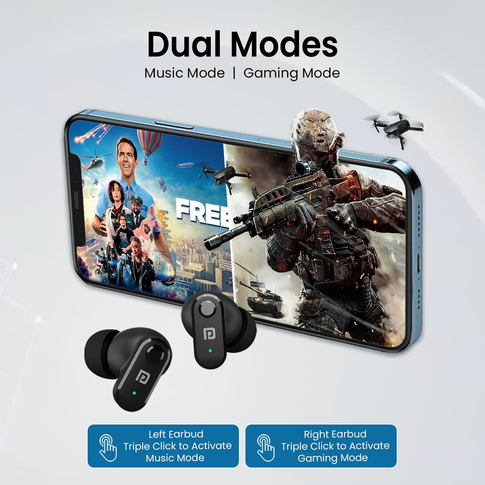 PORTRONICS Harmonics Twins S16 POR2228 TWS Earbuds (IPX5 Water & Sweat Resistant, Deep Bass Technology, Black) PORTRONICS Harmonics Twins S16 POR2228 TWS Earbuds (IPX5 Water & Sweat Resistant, Deep Bass Technology, Black)_8