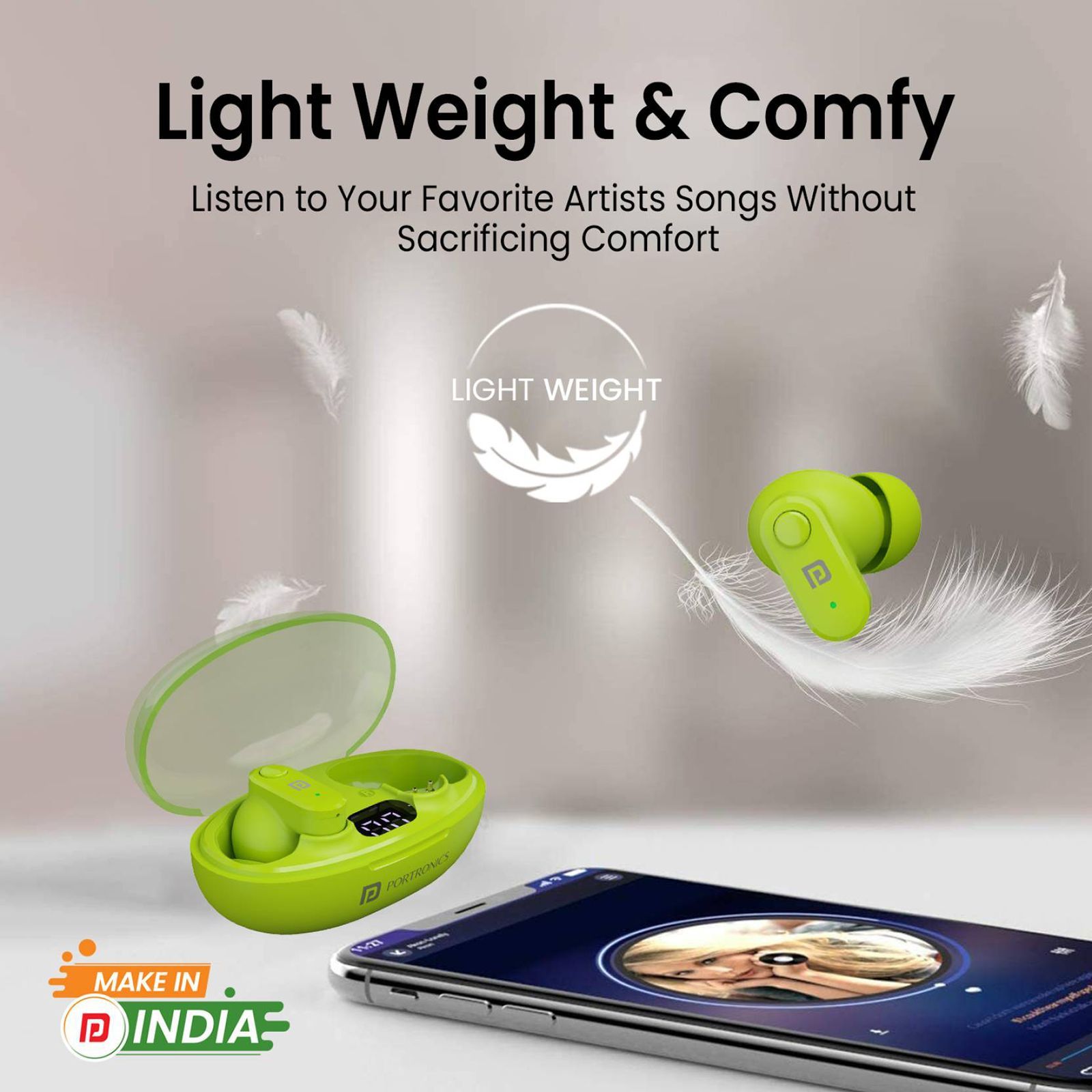 PORTRONICS Harmonics Twins S16 POR2229 TWS Earbuds (IPX5 Water & Sweat Resistant, Deep Bass Technology, Green)_6