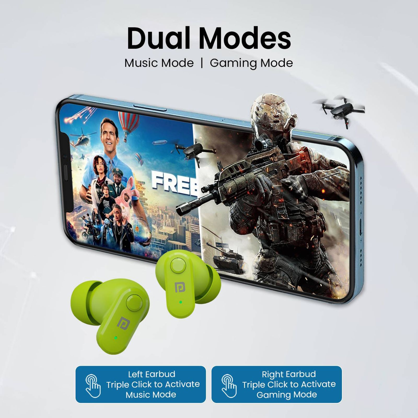 PORTRONICS Harmonics Twins S16 POR2229 TWS Earbuds (IPX5 Water & Sweat Resistant, Deep Bass Technology, Green)_8