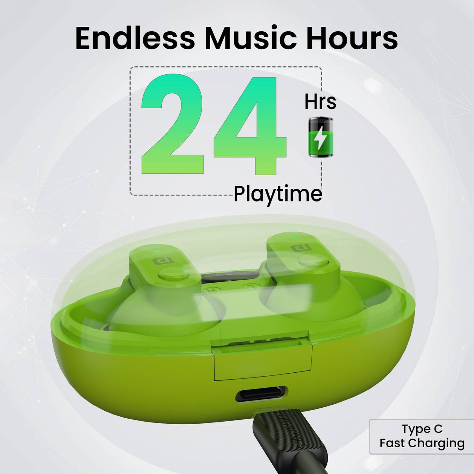 PORTRONICS Harmonics Twins S16 POR2229 TWS Earbuds (IPX5 Water & Sweat Resistant, Deep Bass Technology, Green)_5