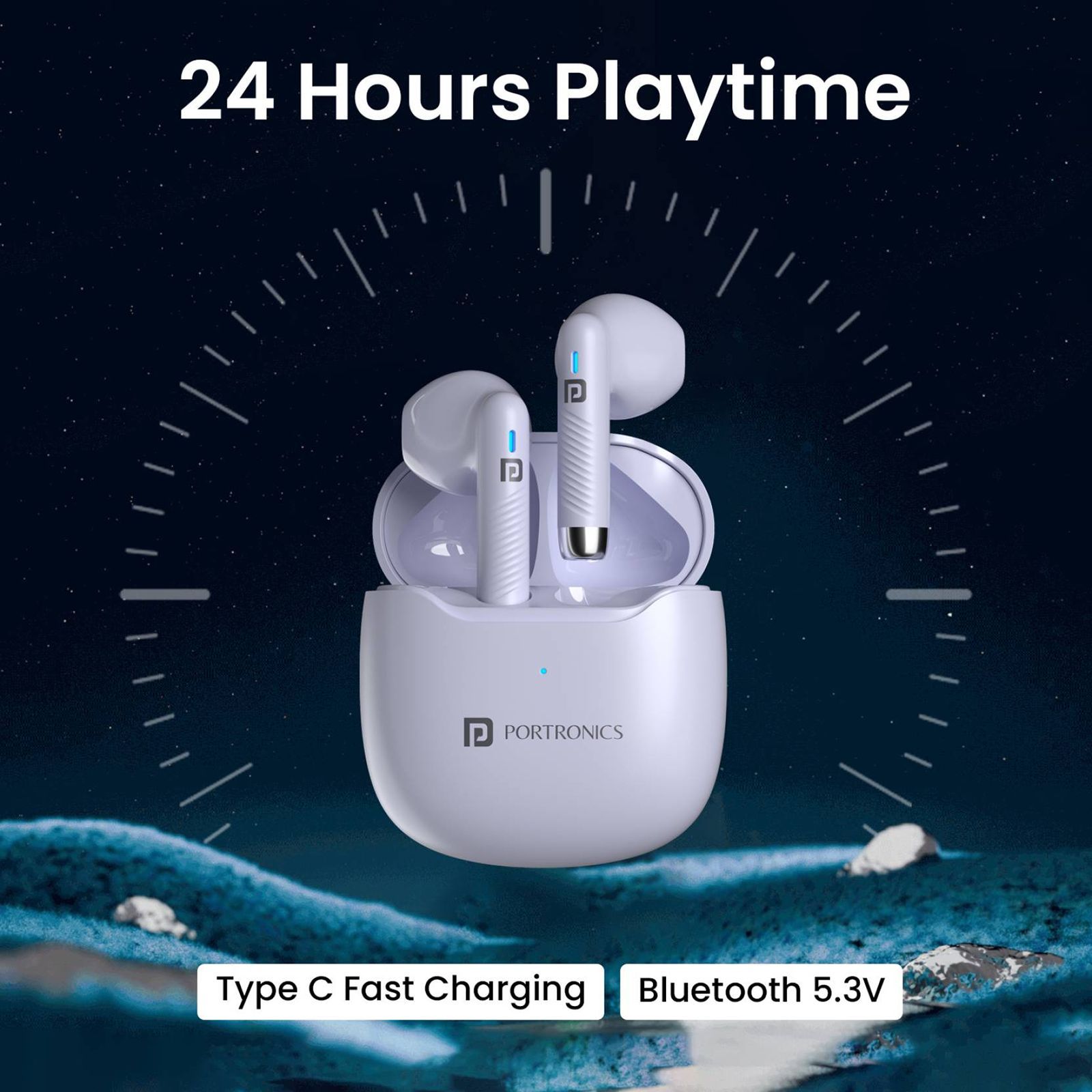 PORTRONICS Harmonics Twins S12 POR2390 TWS Earbuds (IPX5 Water & Sweat Resistant, Deep Bass Technology, Purple)_5