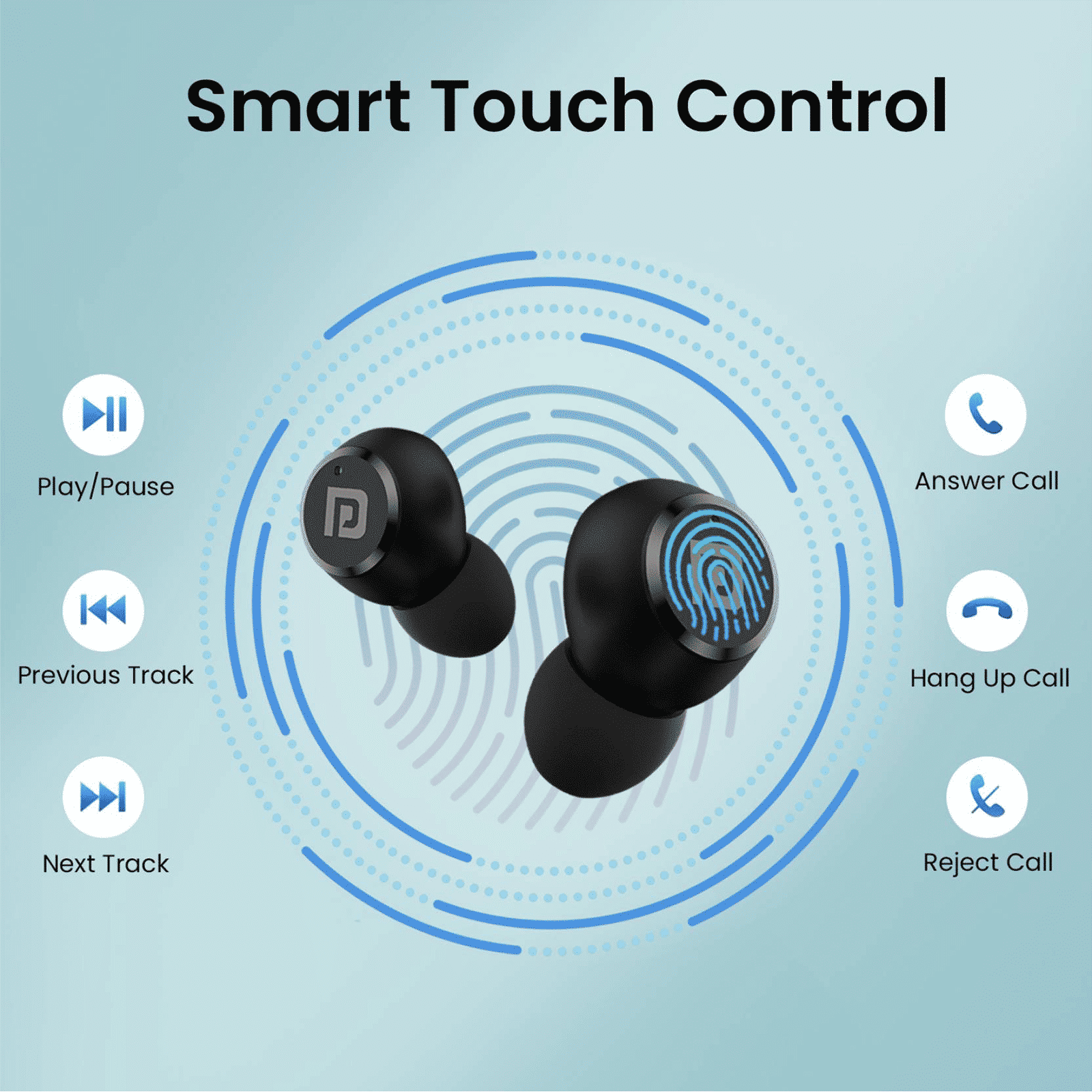 PORTRONICS Harmonics Twins S13 POR2225 TWS Earbuds (IPX5 Water & Sweat Resistant, Deep Bass Technology, Black)_8