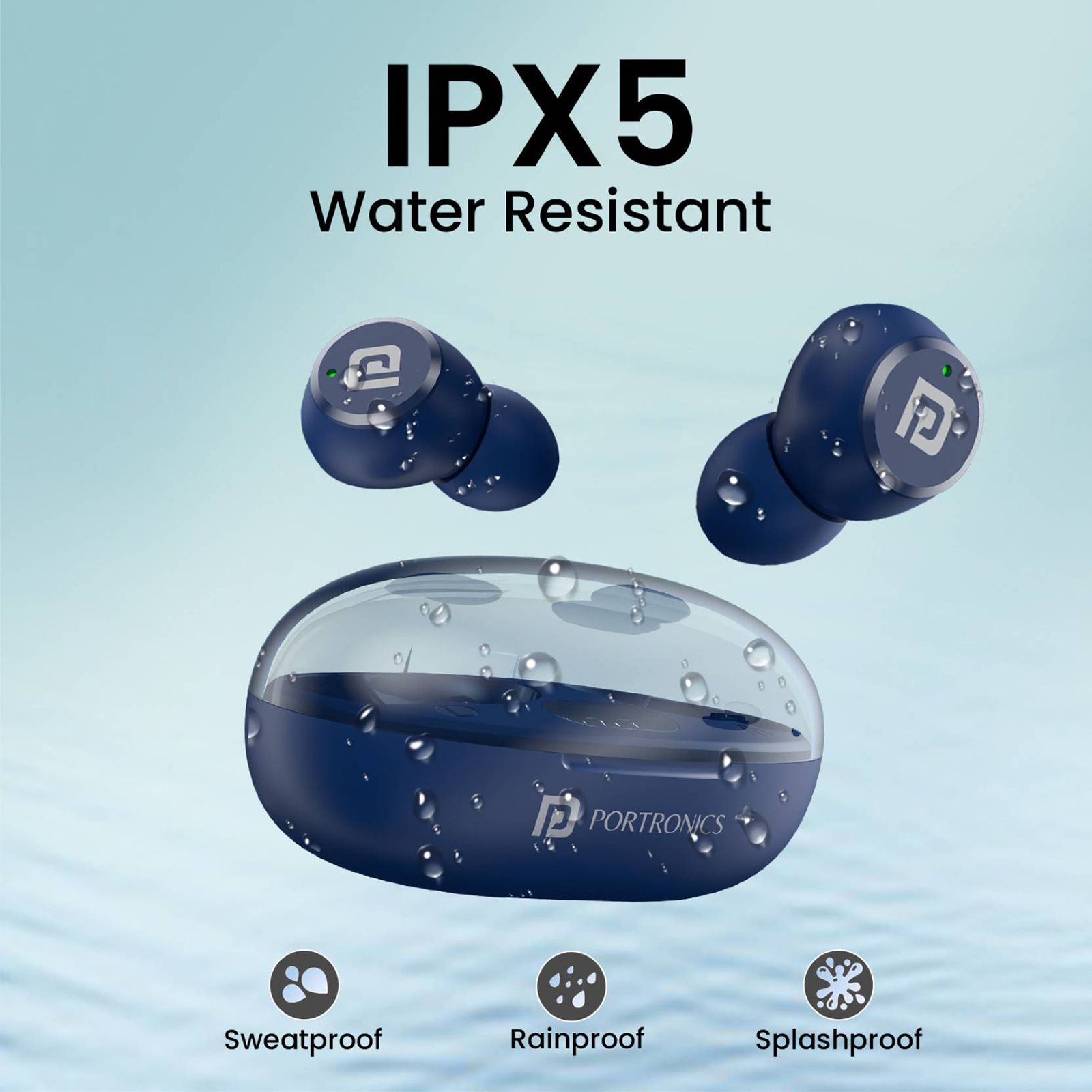 PORTRONICS Harmonics Twins S13 POR2226 TWS Earbuds (IPX5 Water & Sweat Resistant, Deep Bass Technology, Blue)_7