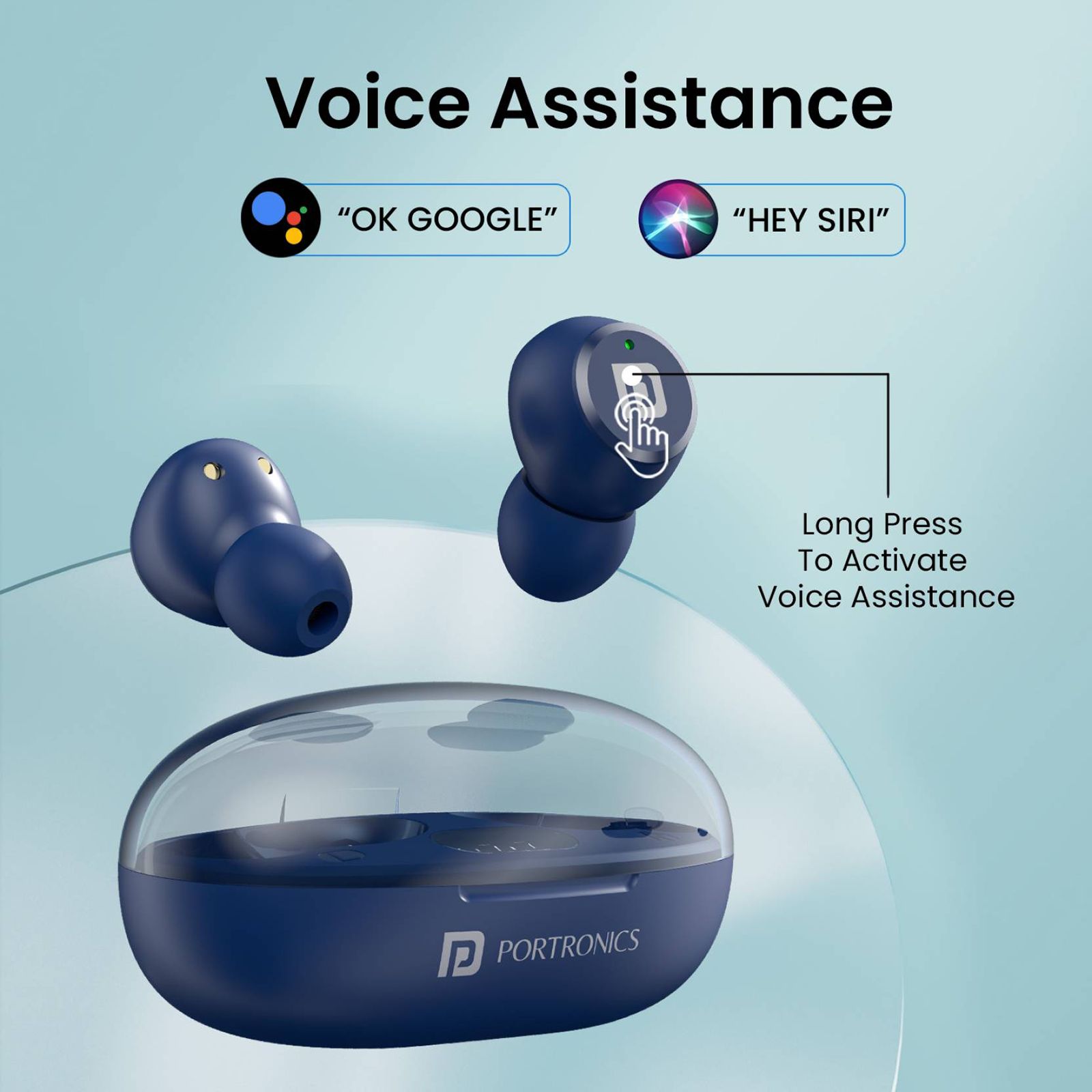 PORTRONICS Harmonics Twins S13 POR2226 TWS Earbuds (IPX5 Water & Sweat Resistant, Deep Bass Technology, Blue)_9