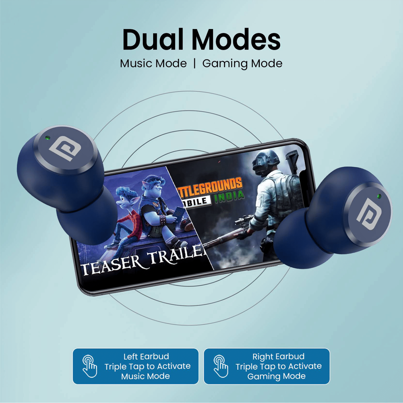 PORTRONICS Harmonics Twins S13 POR2226 TWS Earbuds (IPX5 Water & Sweat Resistant, Deep Bass Technology, Blue)_5