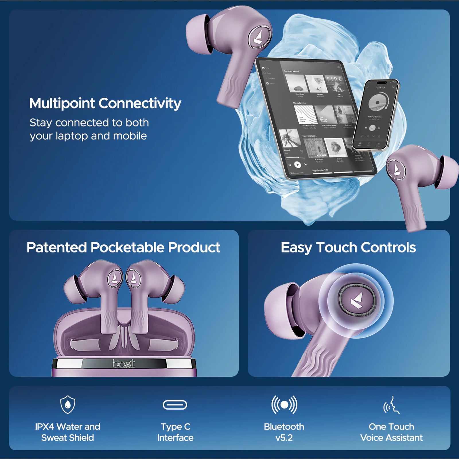 boAt Nirvana Ion TWS Earbuds with Active Noise Cancellation (IPX4 Water & Sweat Resistant, ASAP Charging, Rose Quartz)_17