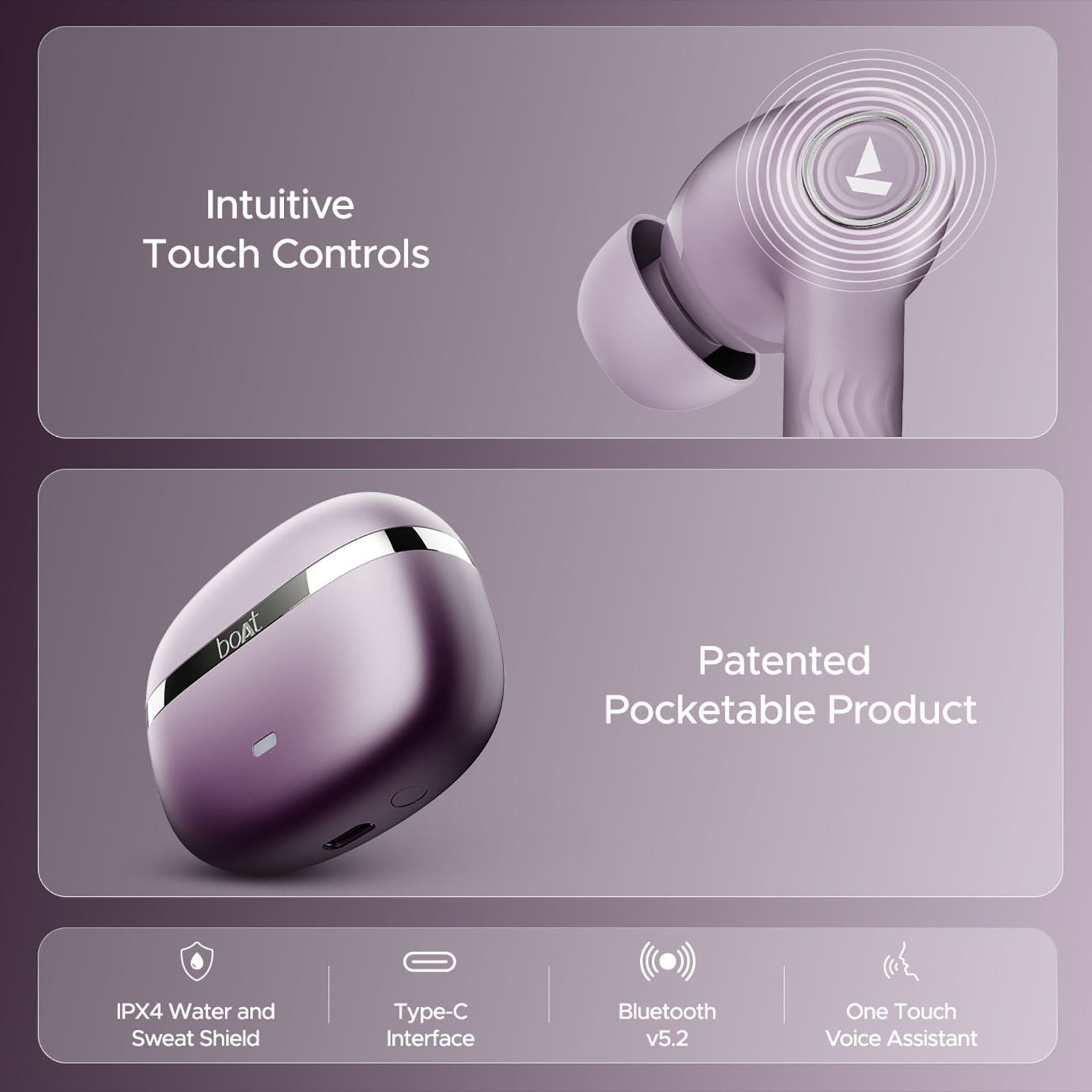 boAt Nirvana Ion TWS Earbuds with Active Noise Cancellation (IPX4 Water & Sweat Resistant, ASAP Charging, Rose Quartz)_8