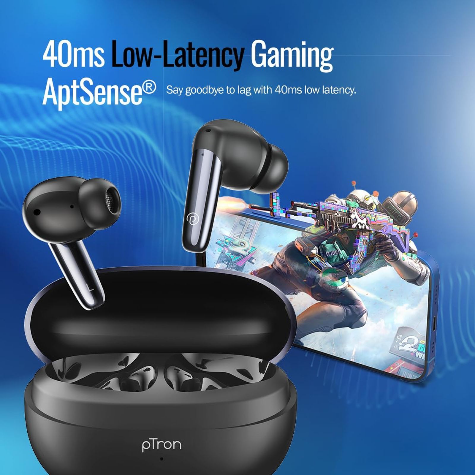 pTron Zenbuds Ultima TWS Earbuds with Active Noise Cancellation (IPX5 Water and Sweat Resistant, 4D Panaromic Audio, Black)_6